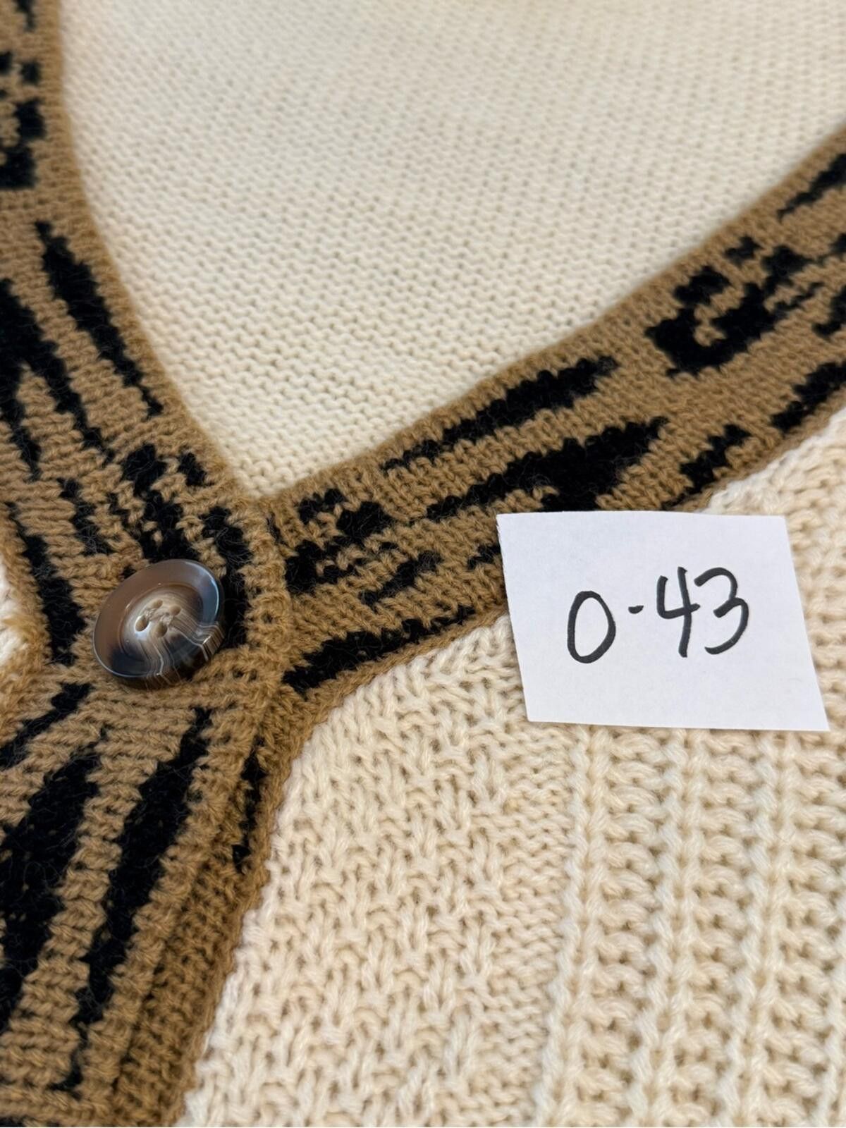 BIGI Bibi leopard print cream cable knit cardigan sweater SZ LG Size L / US 10 / IT 46 - 11 Thumbnail