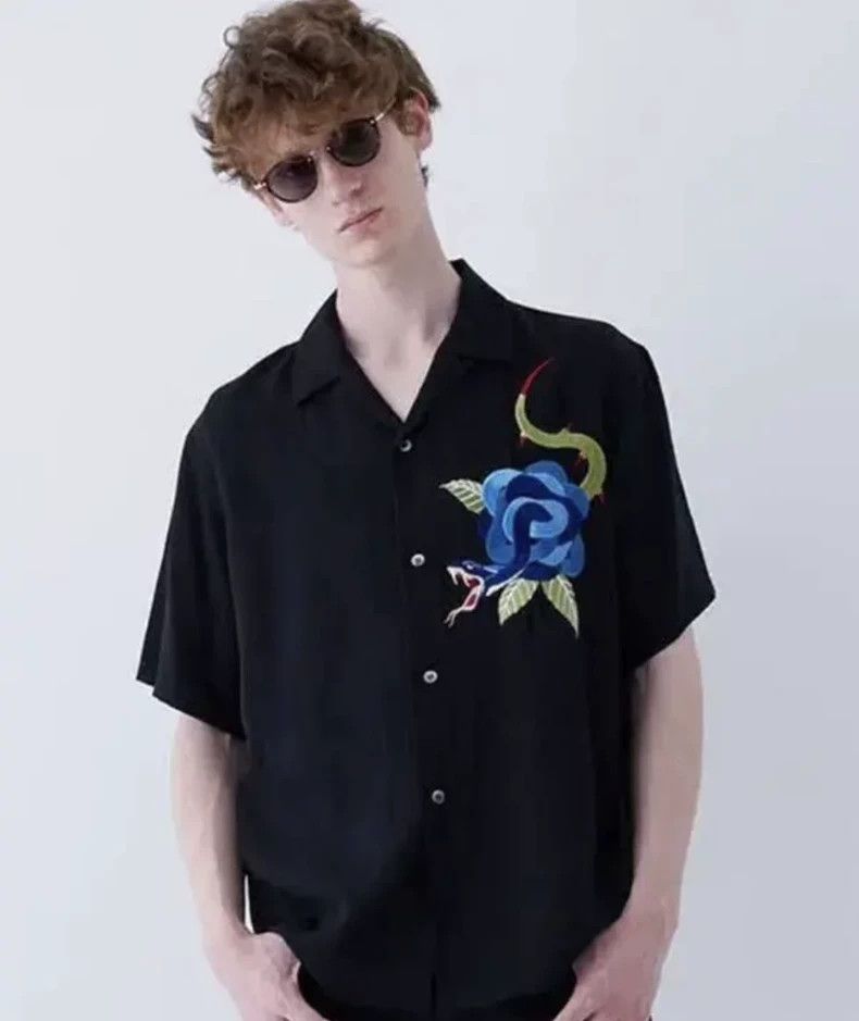 Undercover undercover Rose Snake Embroidered Short Sleeve Shirt 2502-N Size US L / EU 52-54 / 3 - 6 Thumbnail