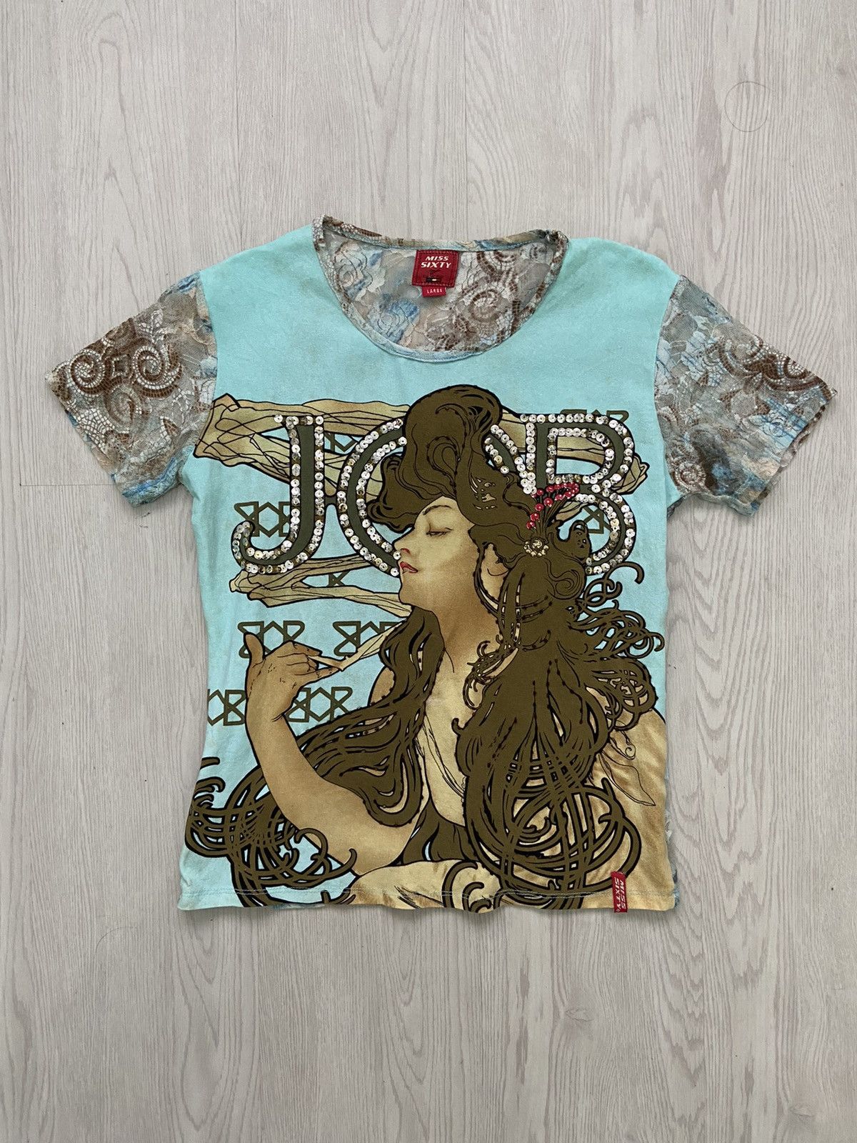 Miss Sixty Vintage 2000’s Miss Sixty Jadore Inspired Hybrid Net Tshirt Size L / US 10 / IT 46 - 1 Thumbnail