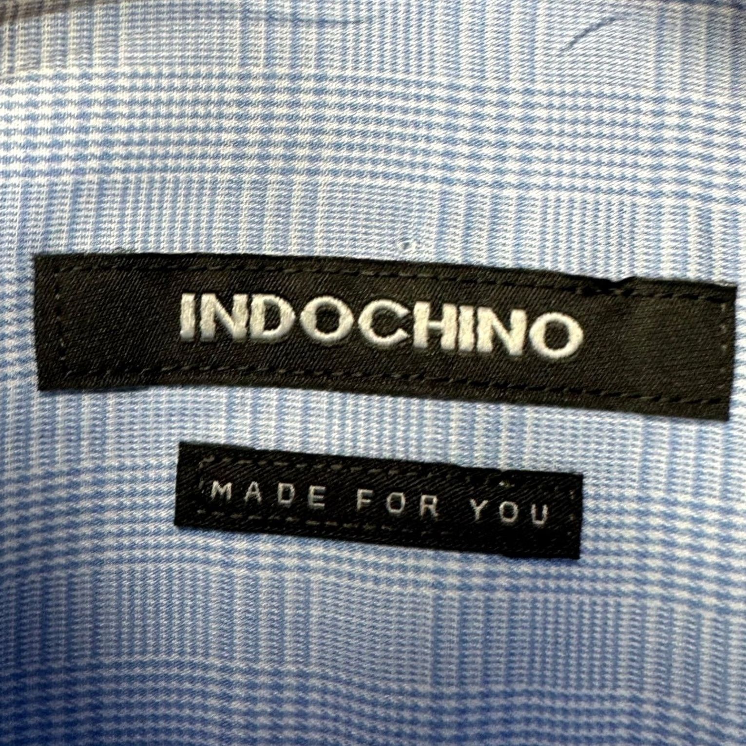 Vintage Indochino Adult Mens Button Up Shirt Small Light Blue Glen Check Long Sleeve Size US S / EU 44-46 / 1 - 5 Thumbnail