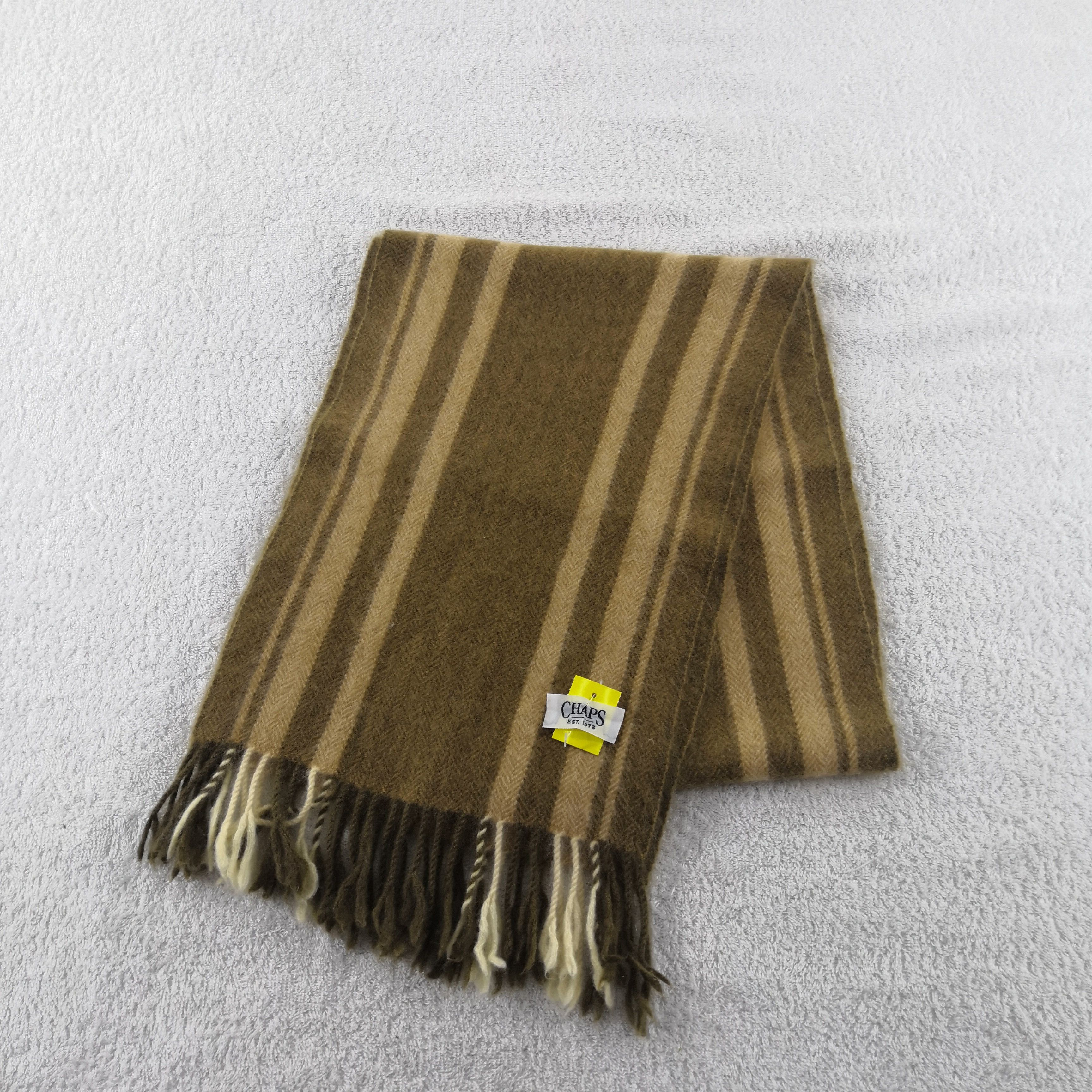 Chaps Vintage Chaps Scarf Wool Fringe Winter Striped Scarves Size ONE SIZE - 3 Thumbnail