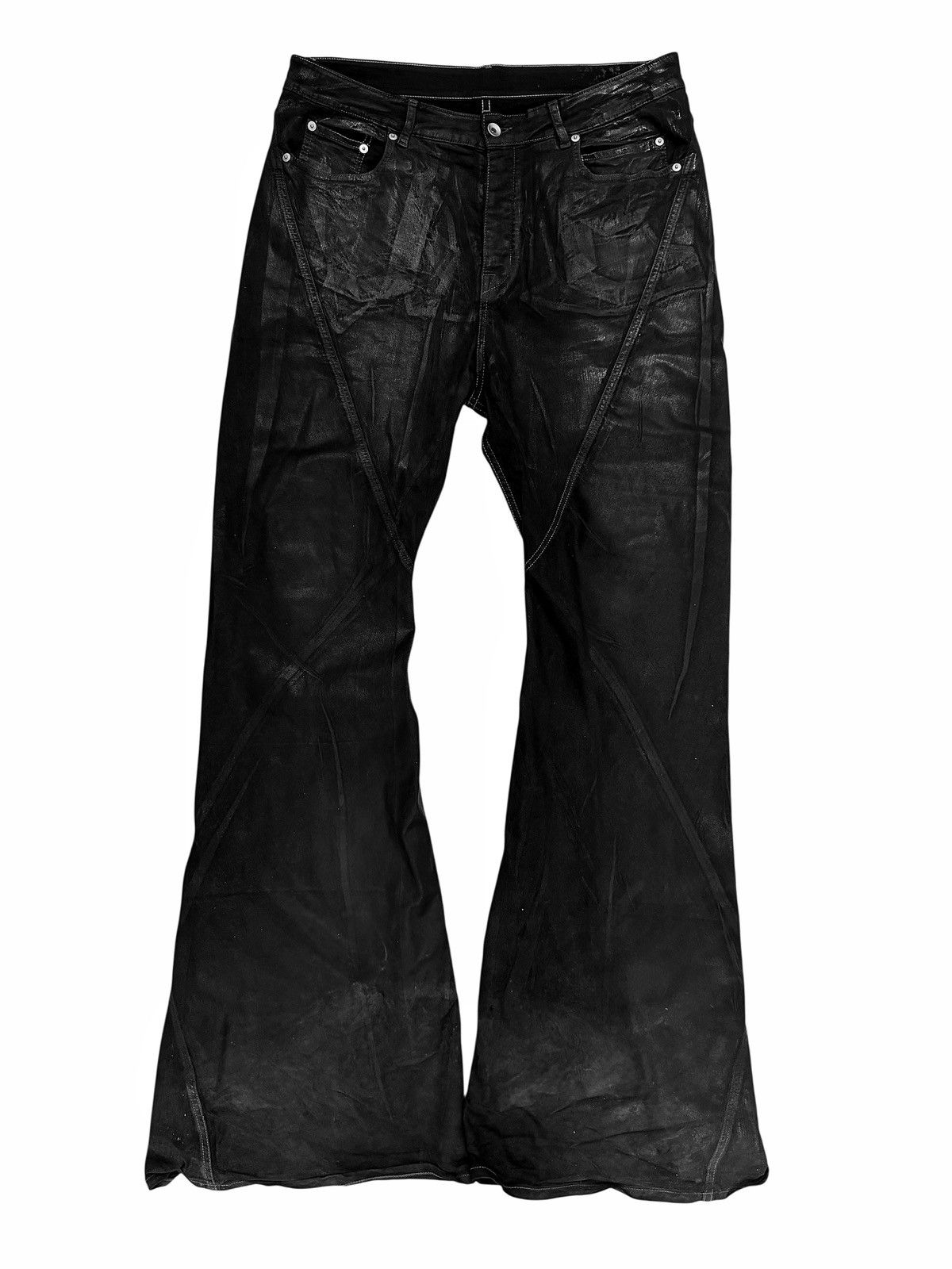 Rick Owens Bias Bootcut Flare Waxed Denim Size US 36 / EU 52 - 1 Thumbnail