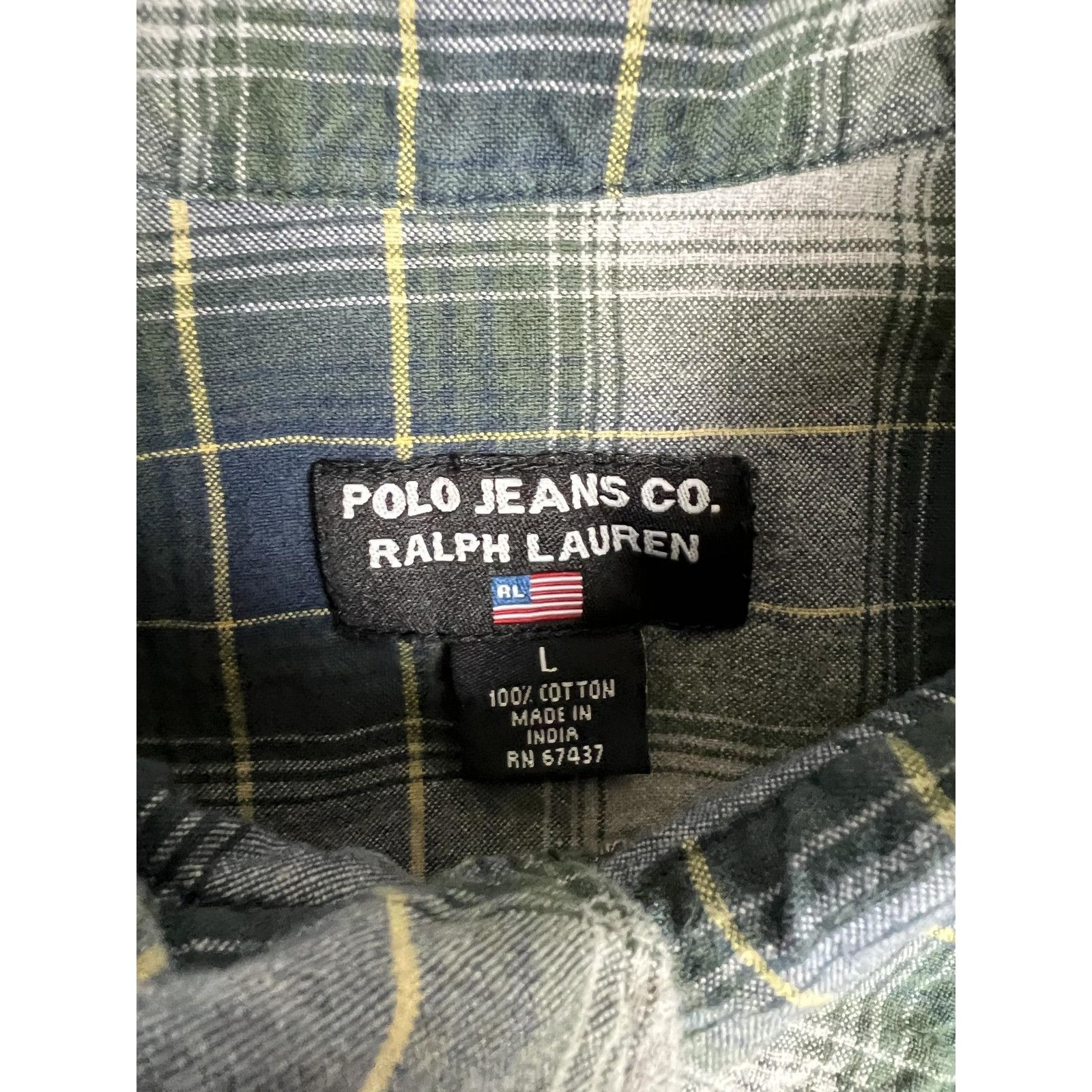 Polo Ralph Lauren Polo Jeans Co Ralph Lauren Shirt Mens Large Green Plaid Flan Size US L / EU 52-54 / 3 - 3 Thumbnail