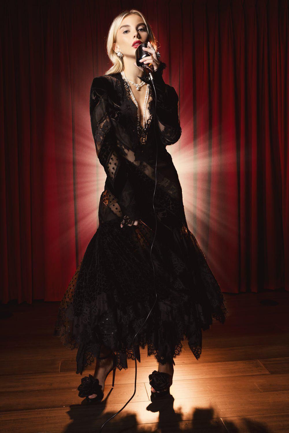 Zimmermann oc11z0925 Eden V Neck Spliced Gown in Black Size L / US 10 / IT 46 - 2 Thumbnail