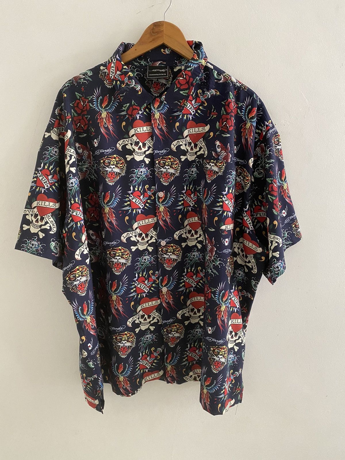 Ed Hardy × Vintage Vintage ED HARDY tatoo oversized Shirt hiphop style Size US L / EU 52-54 / 3 - 1 Thumbnail