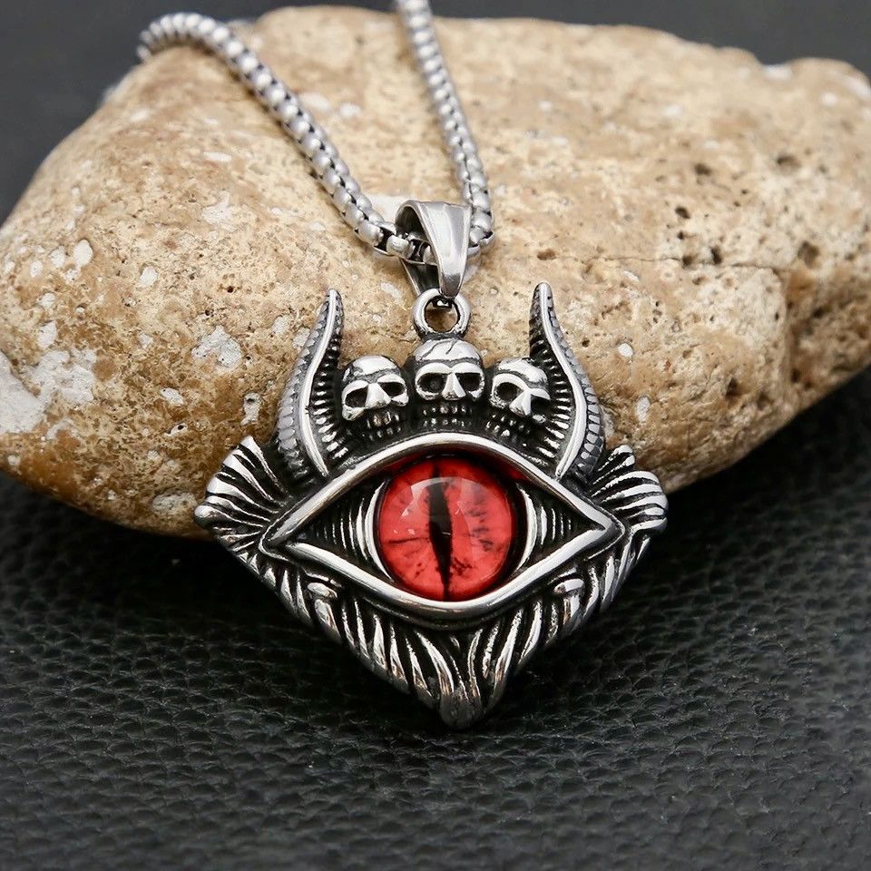 Vintage Retro Red Demon Eyes Necklace Size ONE SIZE - 2 Thumbnail