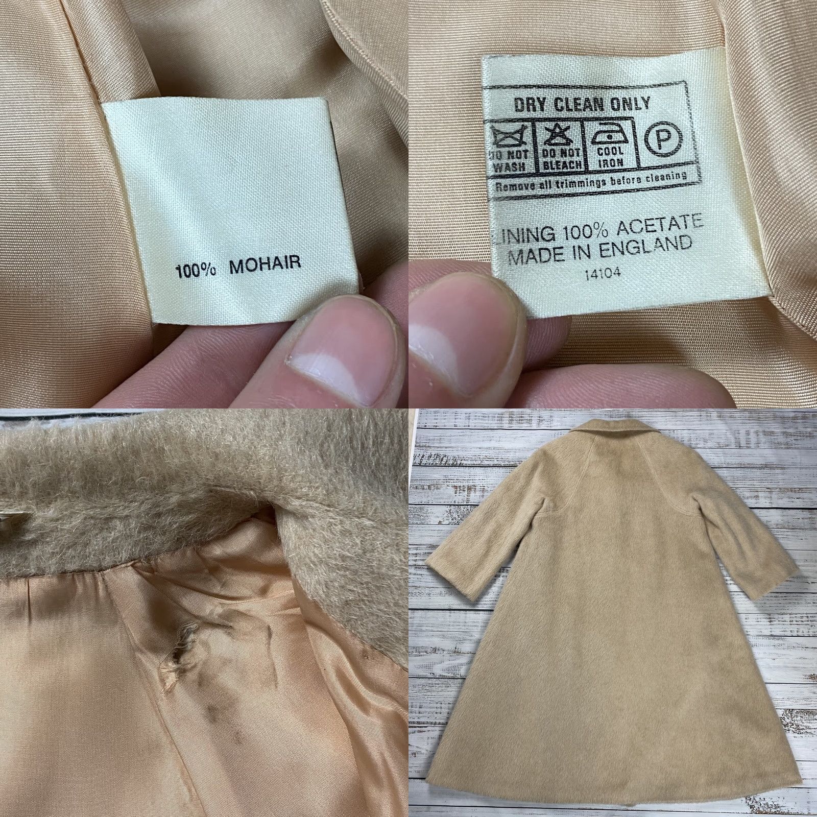 Sears VINTAGE 1970s Sears Women's Coat Mohair Beige Long Formal M/L Made in England Size M / US 6-8 / IT 42-44 - 8 Thumbnail