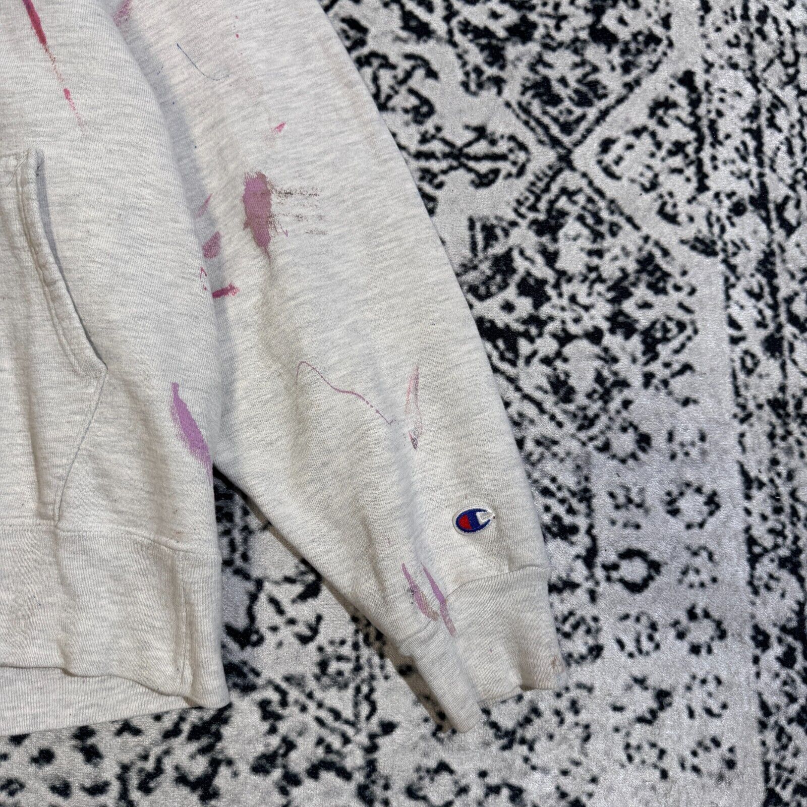 Champion × Vintage Champion Unisex Grey Cotton Hoodie Size S Paint Splatter Size US S / EU 44-46 / 1 - 4 Thumbnail