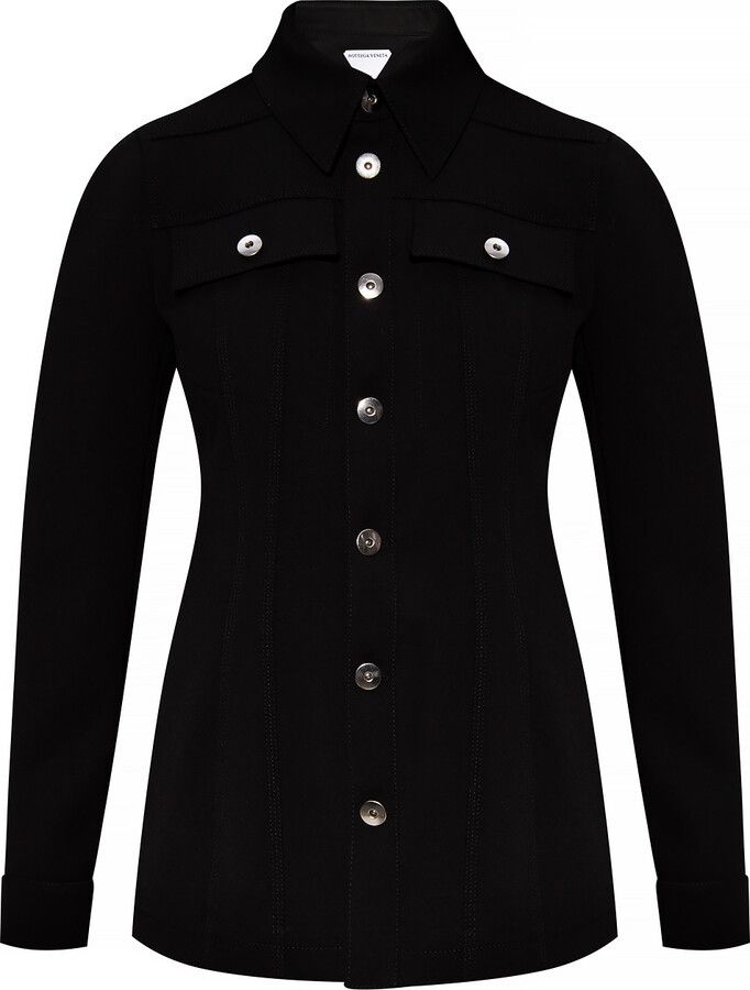 Bottega Veneta o1y0725 Solid Color Shirt in Black Size XS / US 0-2 / IT 36-38 - 1 Thumbnail