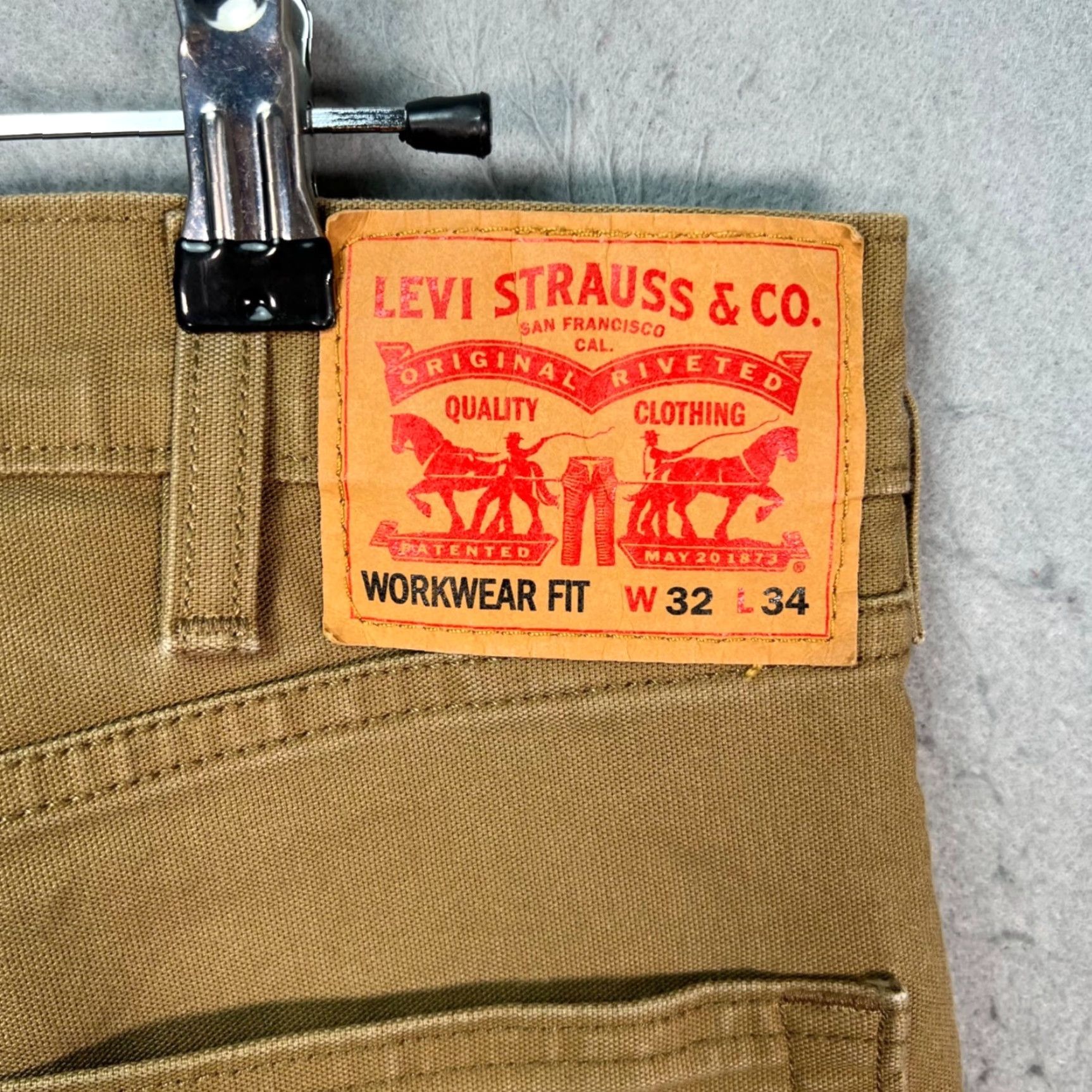 Levi's Levi's Mens 32x32 Workwear Fit Tan Pants Cotton Blend Durable Casual Carpenter 5-Pocket Straight Regular Size US 32 / EU 48 - 3 Thumbnail
