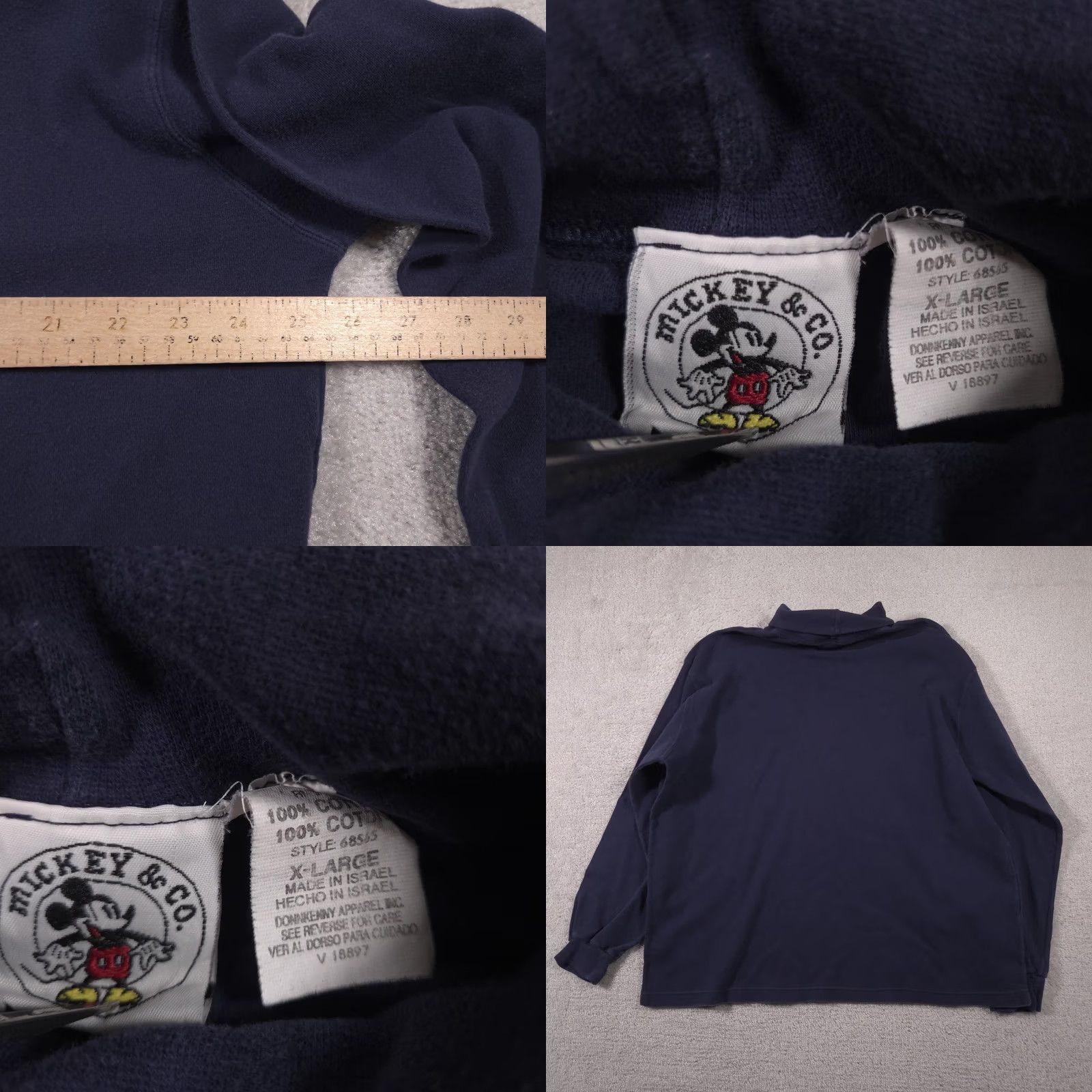 Disney VINTAGE Disney Mickey & Co Sweatshirt Mens XL Navy Mock Neck 90s Style Embroidered Logo Cotton Pullover Size US XL / EU 56 / 4 - 9 Thumbnail
