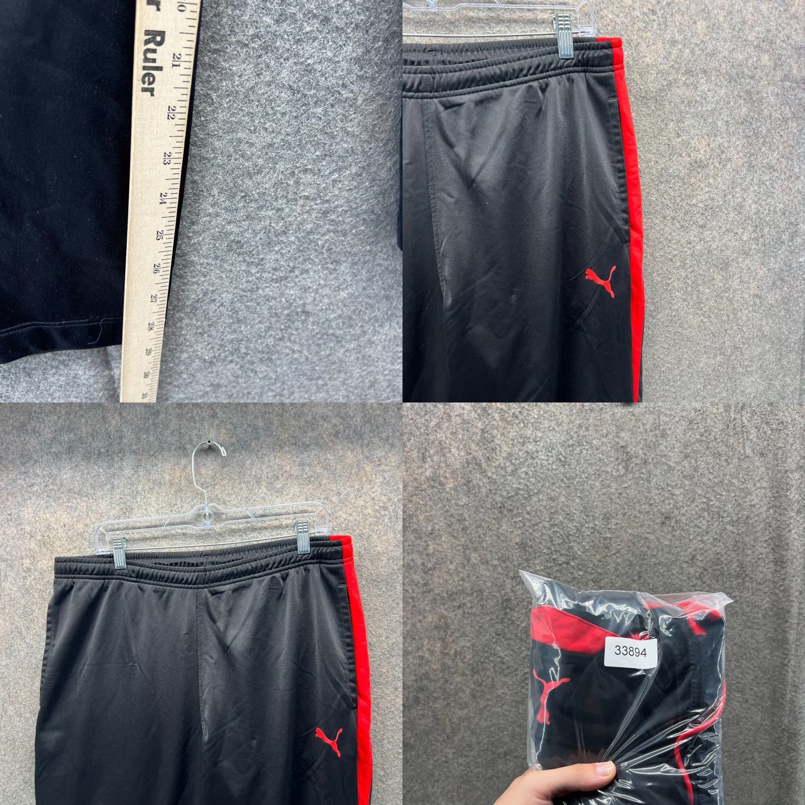 Puma VINTAGE Puma Pants Mens XL Black Red Stripe Athletic Track Polyester Logo Size US 36 / EU 52 - 8 Thumbnail