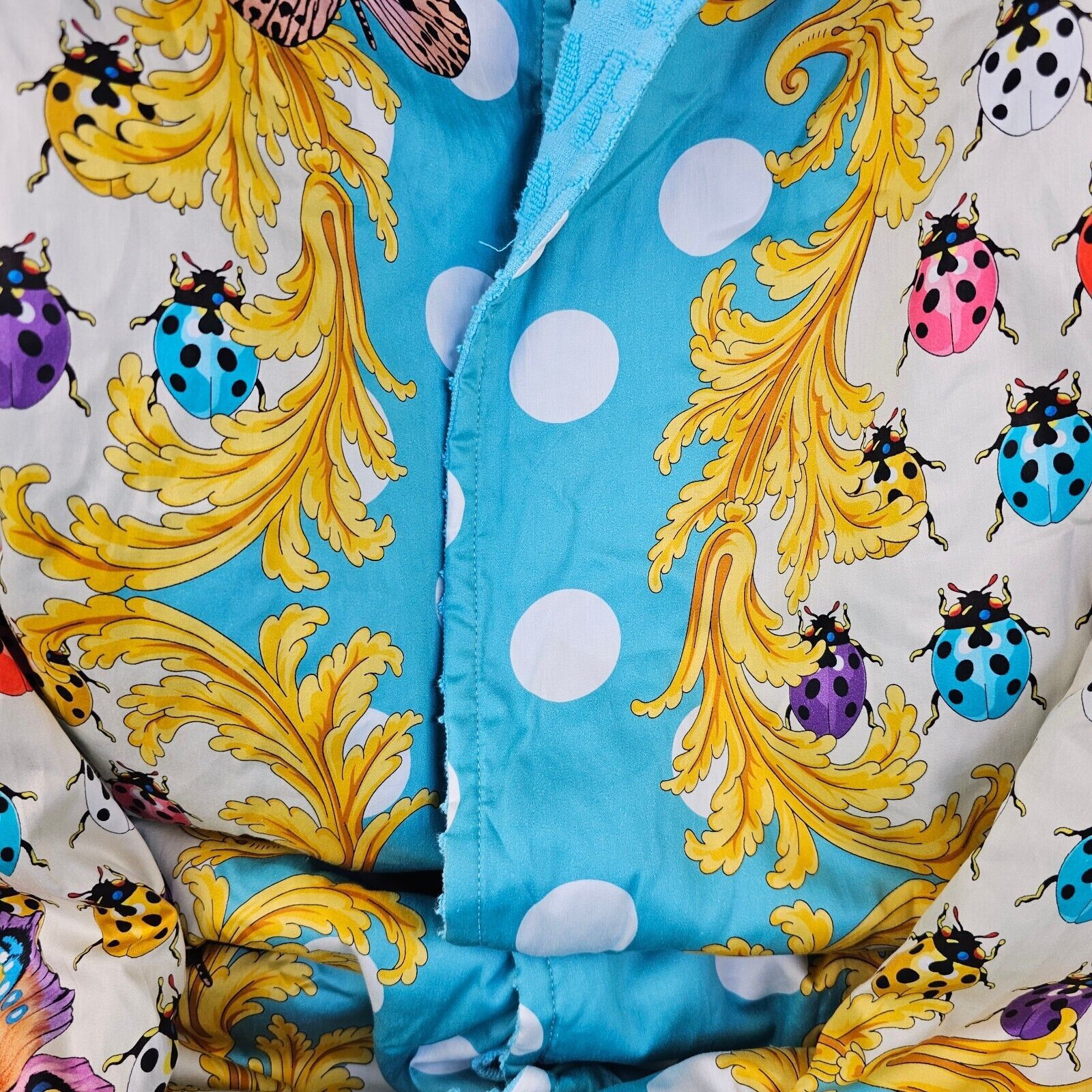 Versace VERSACE Butterflies Baroque Azur Blue Long Bathrobe Size US L / EU 52-54 / 3 - 7 Thumbnail