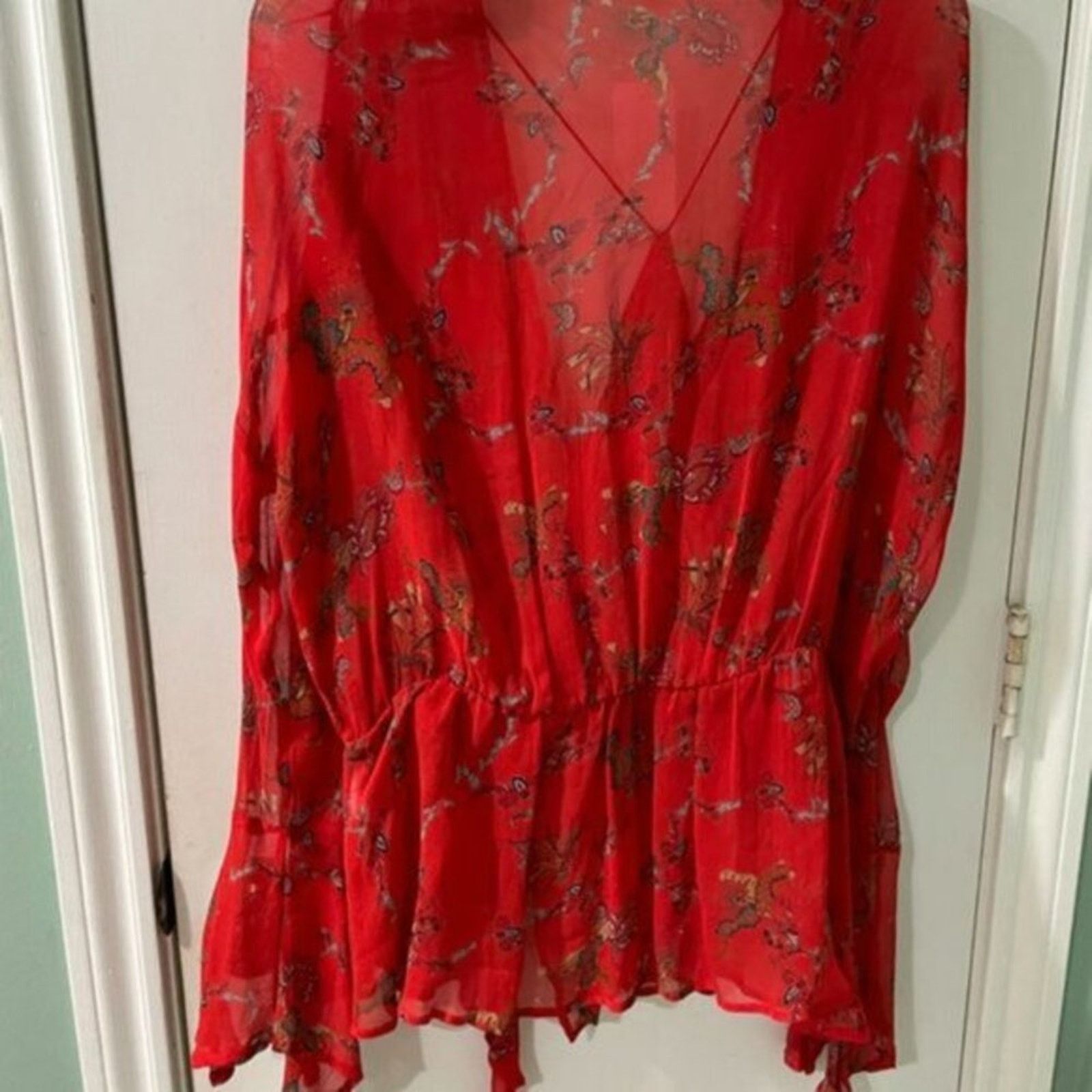 Iro Iro Linette Floral Print Bell Sleeve Chiffon Blouse, Size L / US 10 / IT 46 - 9 Thumbnail