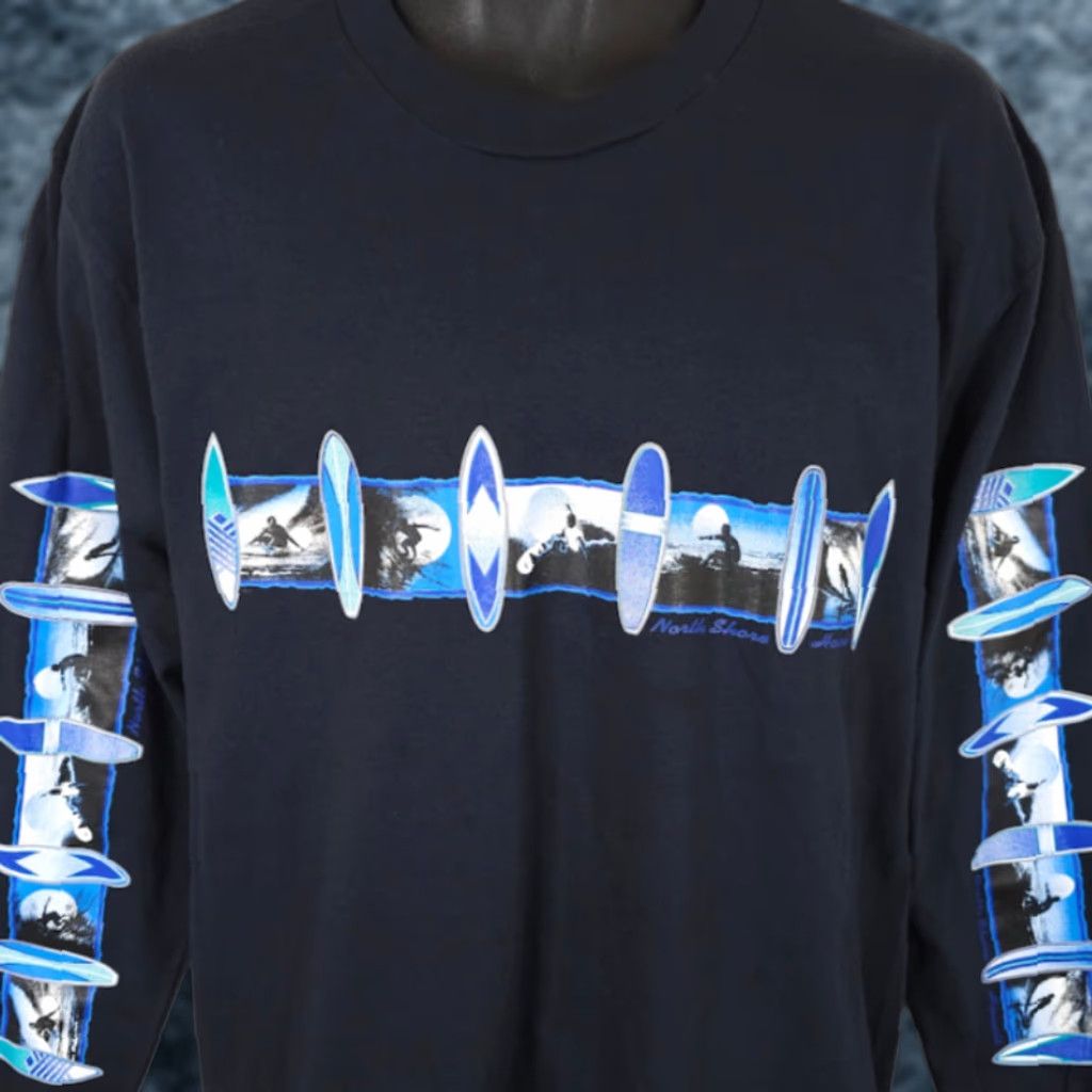 Vintage North Shore Surfing T Shirt Mens Size Large Blue Hawaii Travel Destination Tee Size US L / EU 52-54 / 3 - 1 Thumbnail
