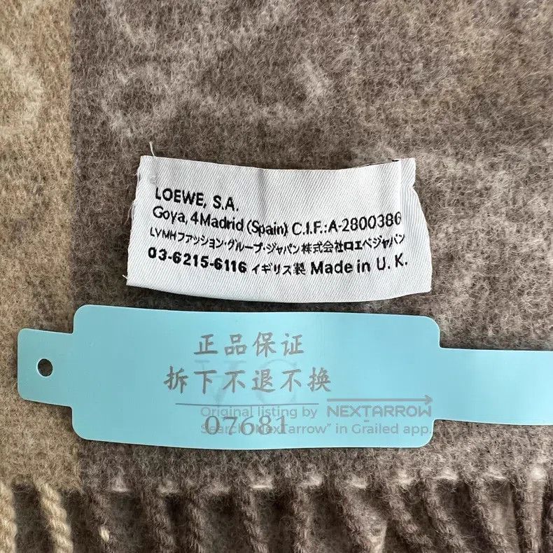 Loewe Loewe Beige checkered plaid wool and cashmere scarf Size ONE SIZE - 6 Thumbnail