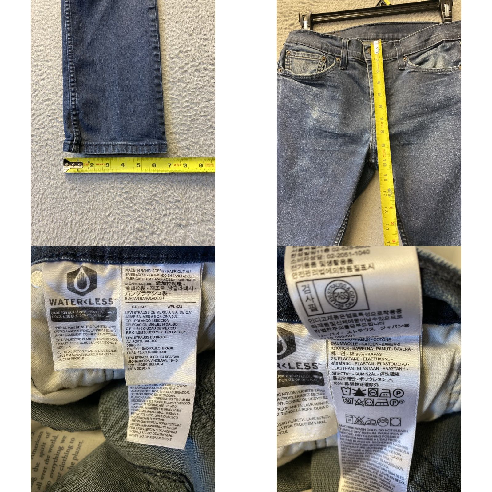 Levi's Levi's Jeans Men's 32x32 Slim Fit Denim Dark Blue 511 Size US 32 / EU 48 - 8 Thumbnail