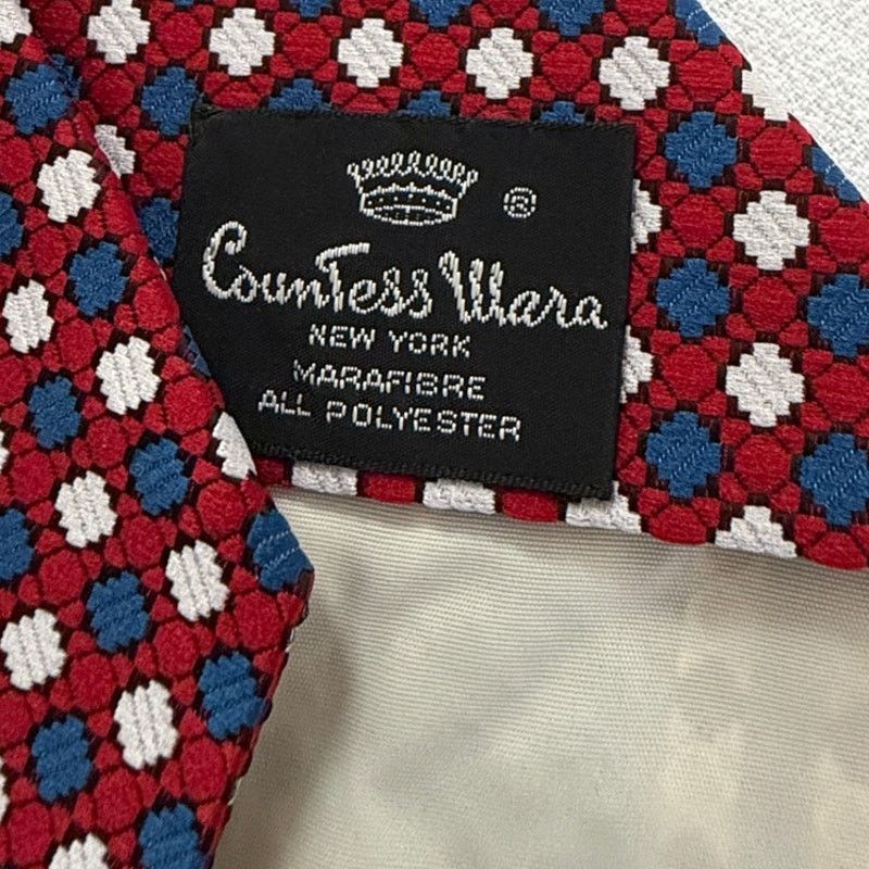 Countess Mara Countess Mara Red/White/Blue Geometric Tie - Vintage Size ONE SIZE - 3 Thumbnail