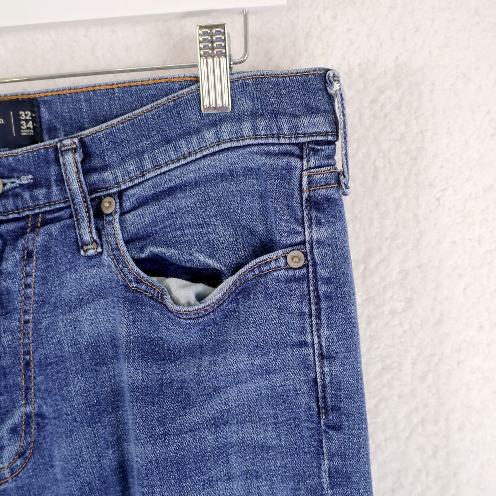 Abercrombie & Fitch Abercrombie & Fitch Straight Stretch Blue Wiskering Denim Je Size US 32 / EU 48 - 3 Thumbnail