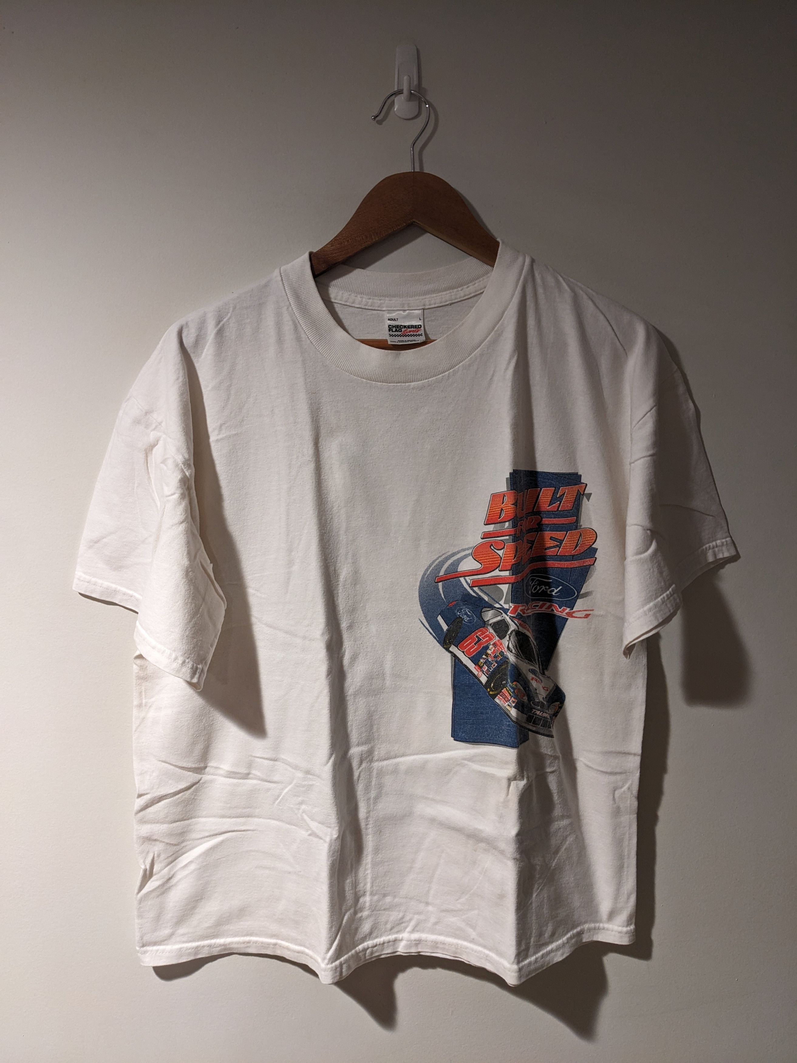 NASCAR × Vintage Vintage 90s Nascar Ford Racing Built for Speed Large T-Shirt Size US L / EU 52-54 / 3 - 4 Thumbnail