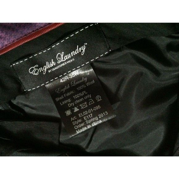 English Laundry ENGLISH LAUNDRY MENS NEW CHARCOAL 100%WOOL DRESS PANTS 35/30 Size 34R - 2 Thumbnail