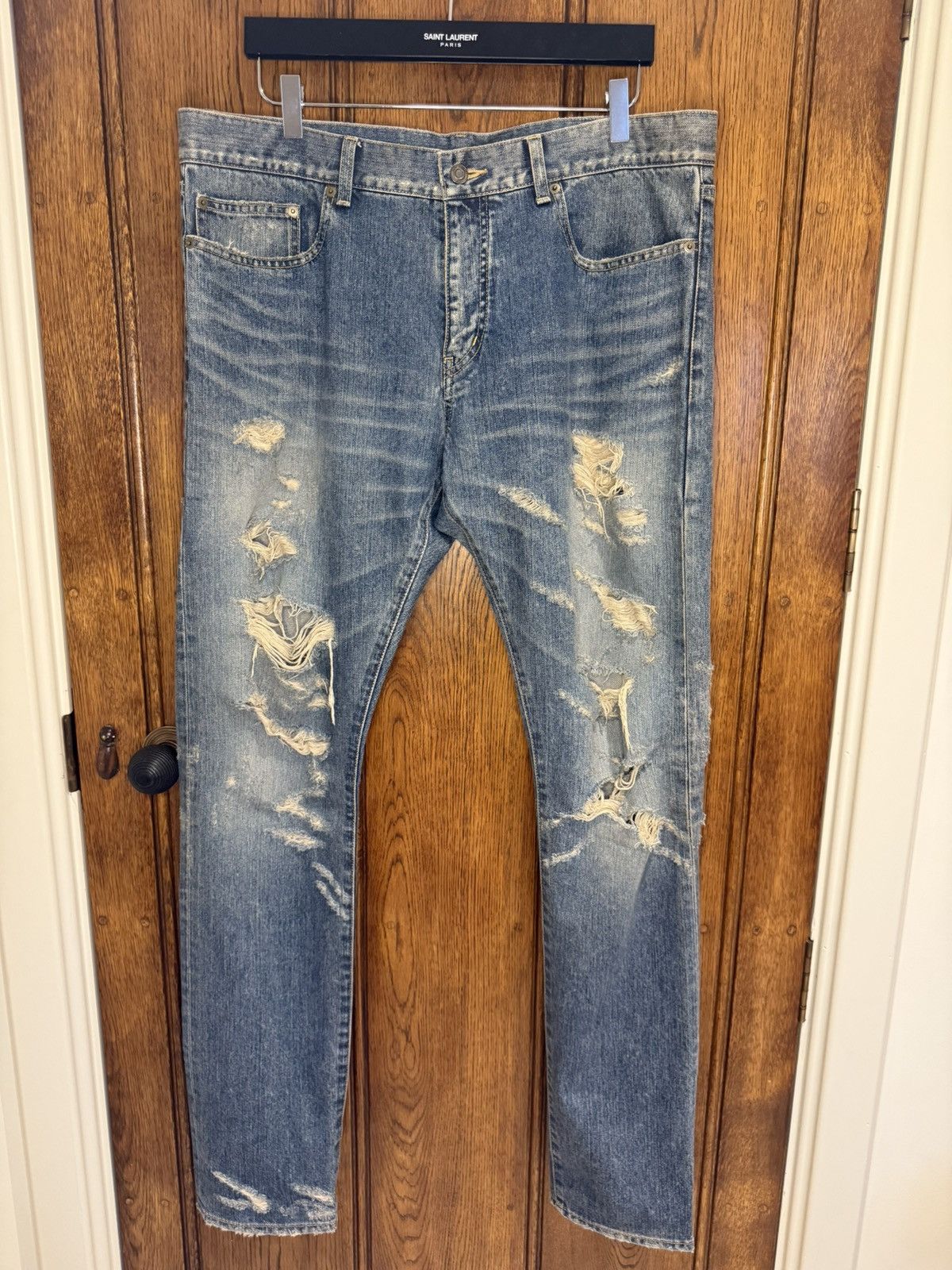 Saint Laurent Paris FW13 Holy Grail Saint Laurent crash Hedi jeans 36 skinny d02 Size US 36 / EU 52 - 2 Thumbnail