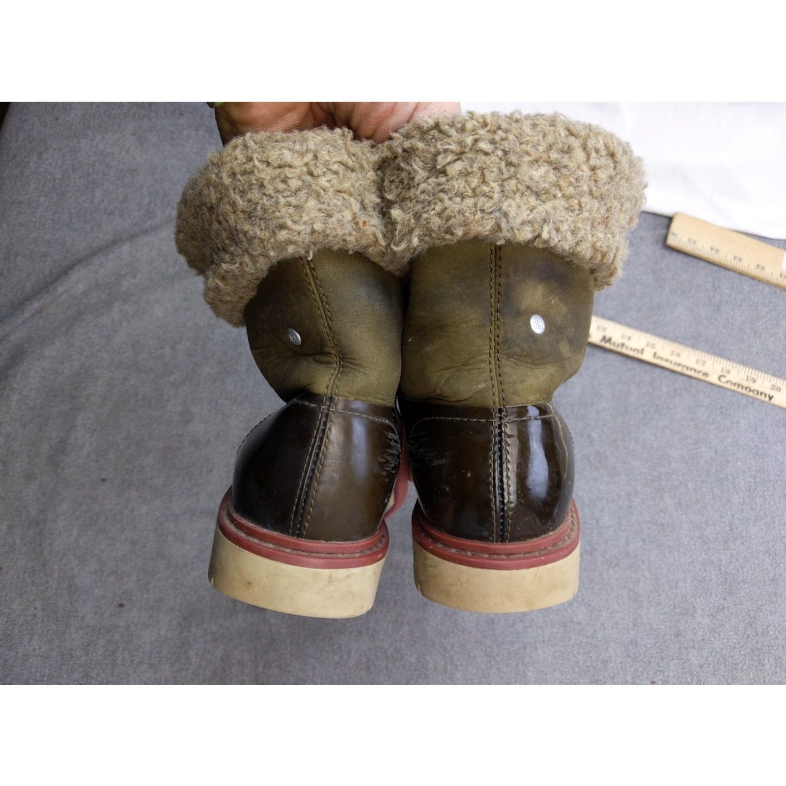 Vintage CAT Caterpillar Boots Womens 7.5 Hiking Snow Boot Brown Green Faux Fur Lined Leather Ankle Size US 8 / IT 38 - 6 Thumbnail