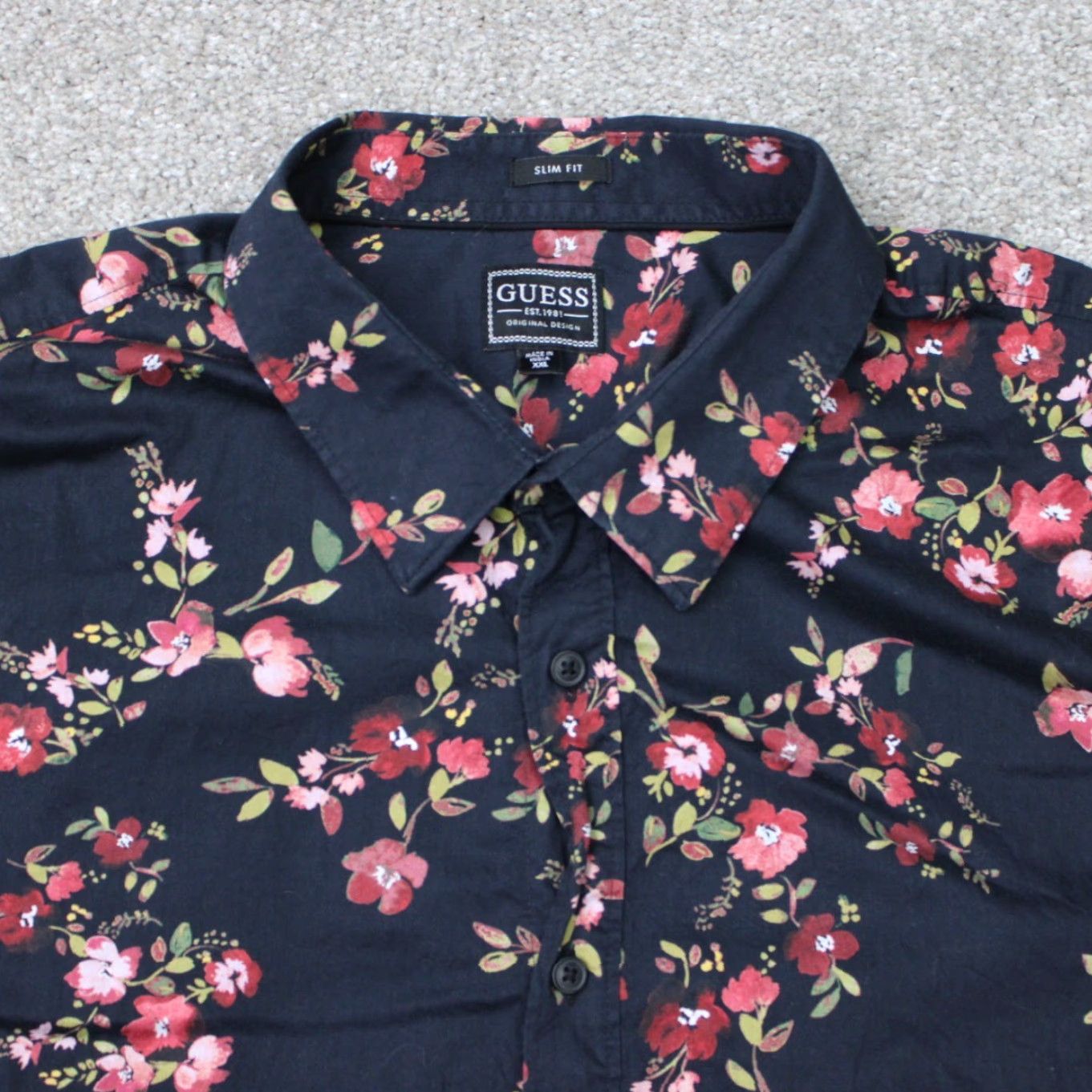 Guess GUESS Shirt Men 2XL Floral Black Red Long Sleeve Button-Up Modern Classic Storm Brand: GUESS Size US XXL / EU 58 / 5 - 4 Thumbnail