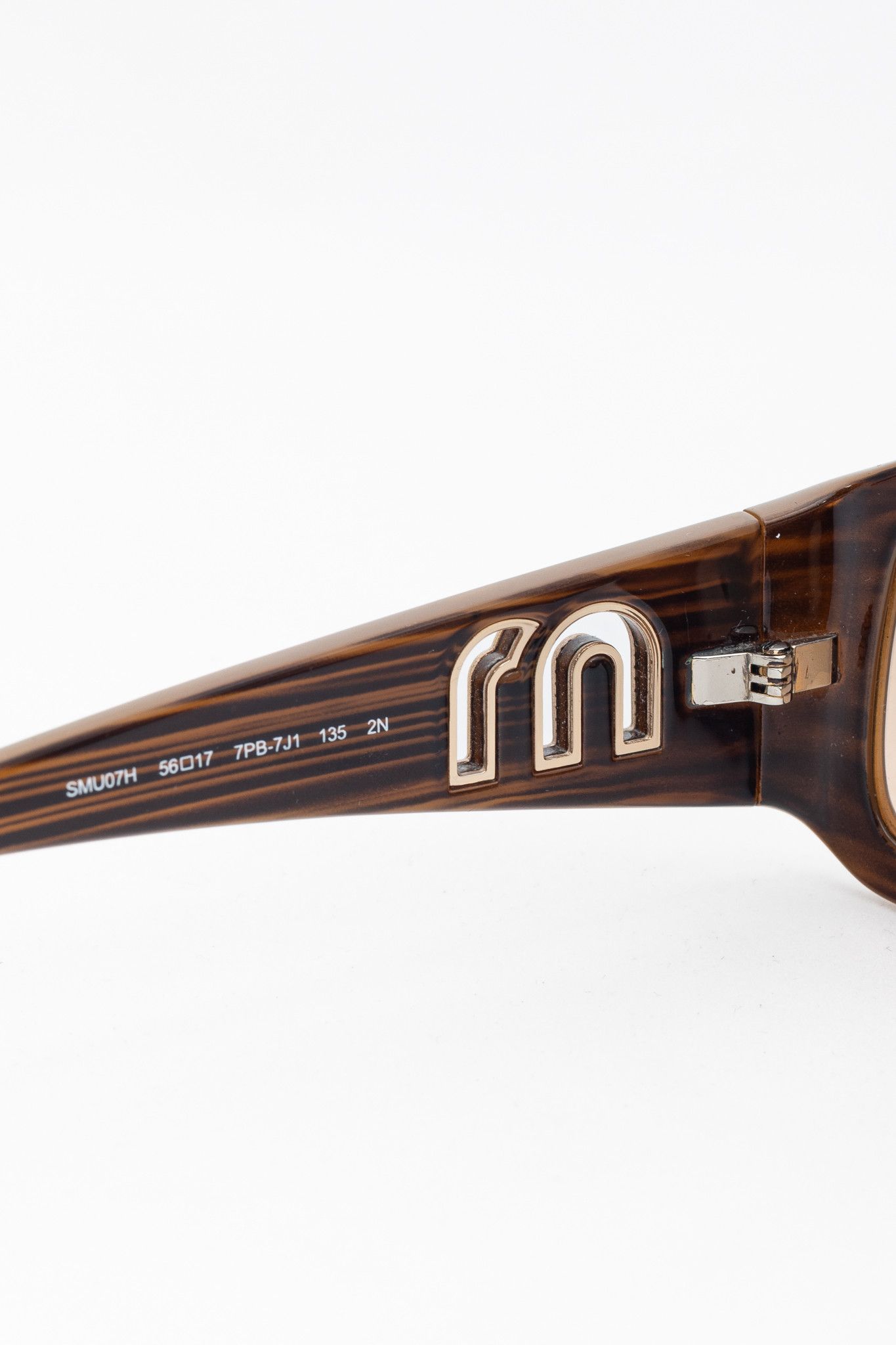 Miu Miu Miu Miu SMU07H Brown Rectangular Cutout-Logo Sunglasses Size ONE SIZE - 8 Thumbnail