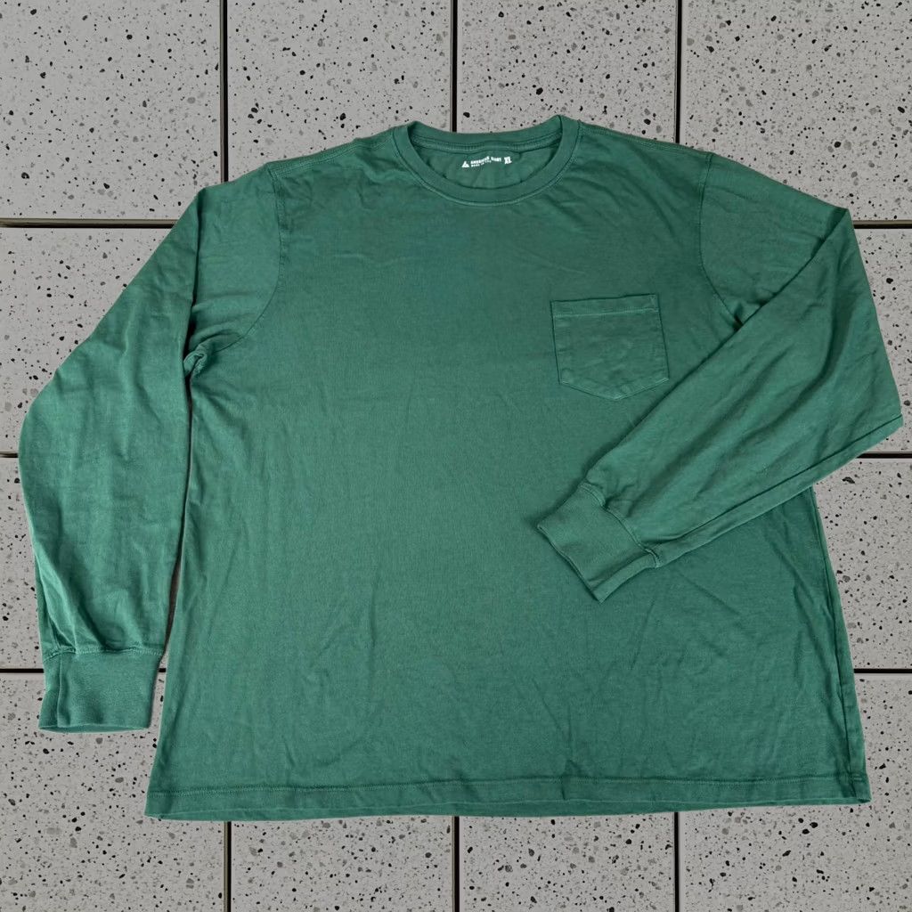 American Giant Shirt 1XL Green Long Sleeve Pocket Tee Usa New Nwot 5 Mens, Men's