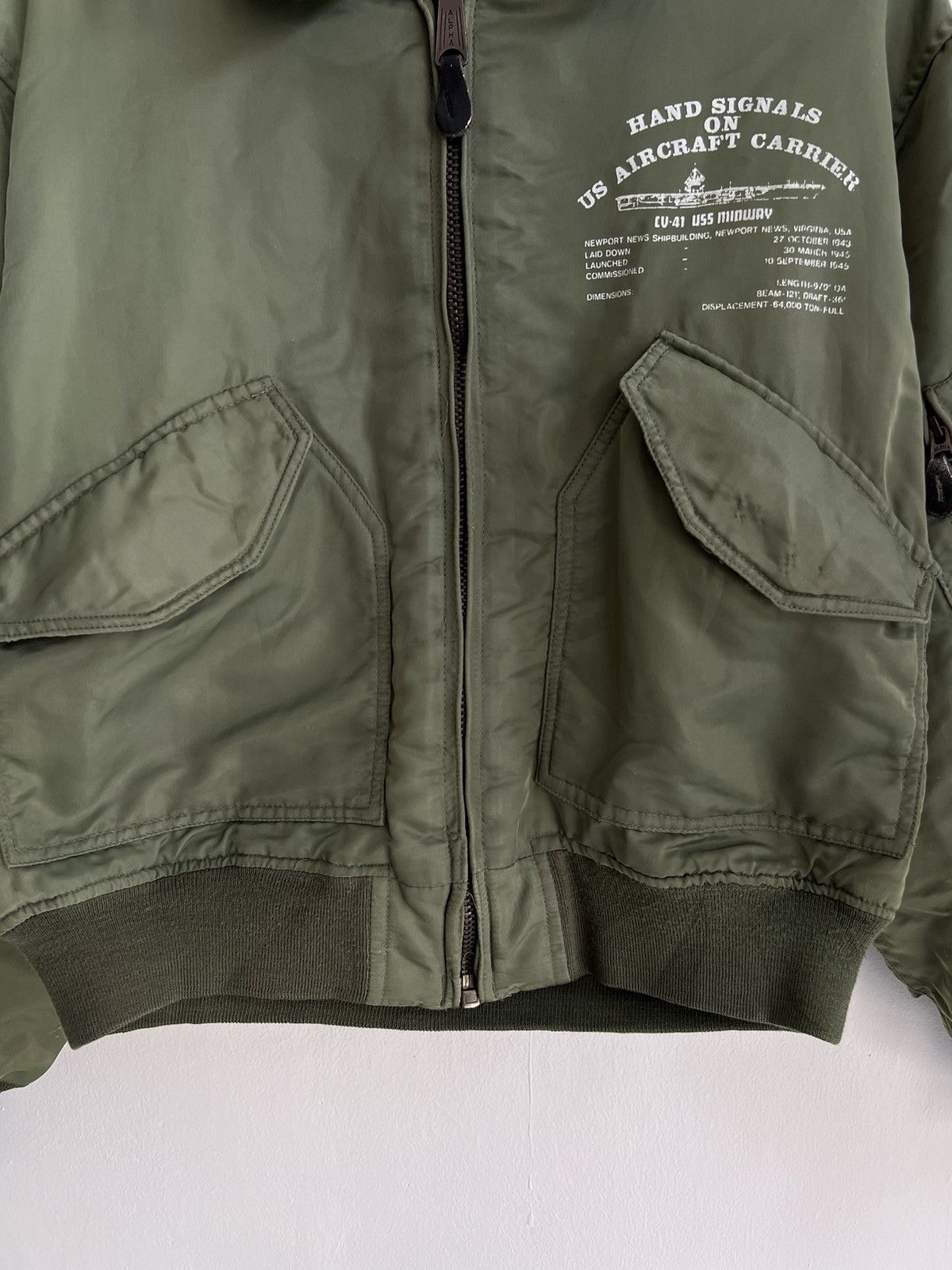 Alpha Industries × Vintage Vintage Alpha Hand Signal US Aircraft Carrier CWU 45 Bomber Size US M / EU 48-50 / 2 - 12 Thumbnail