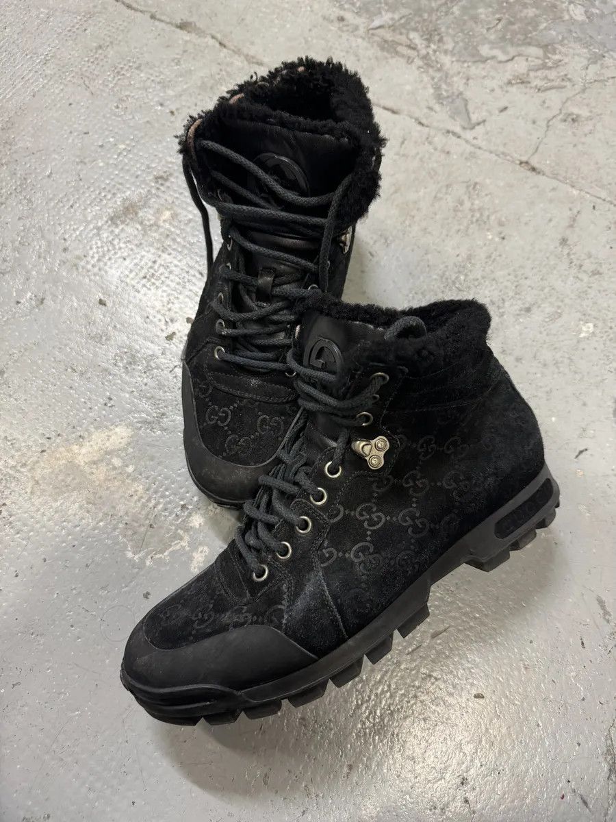 Gucci Gucci Nebraska Black Suede Fur Leather Boots Size US 7.5 / IT 37.5 - 2 Thumbnail