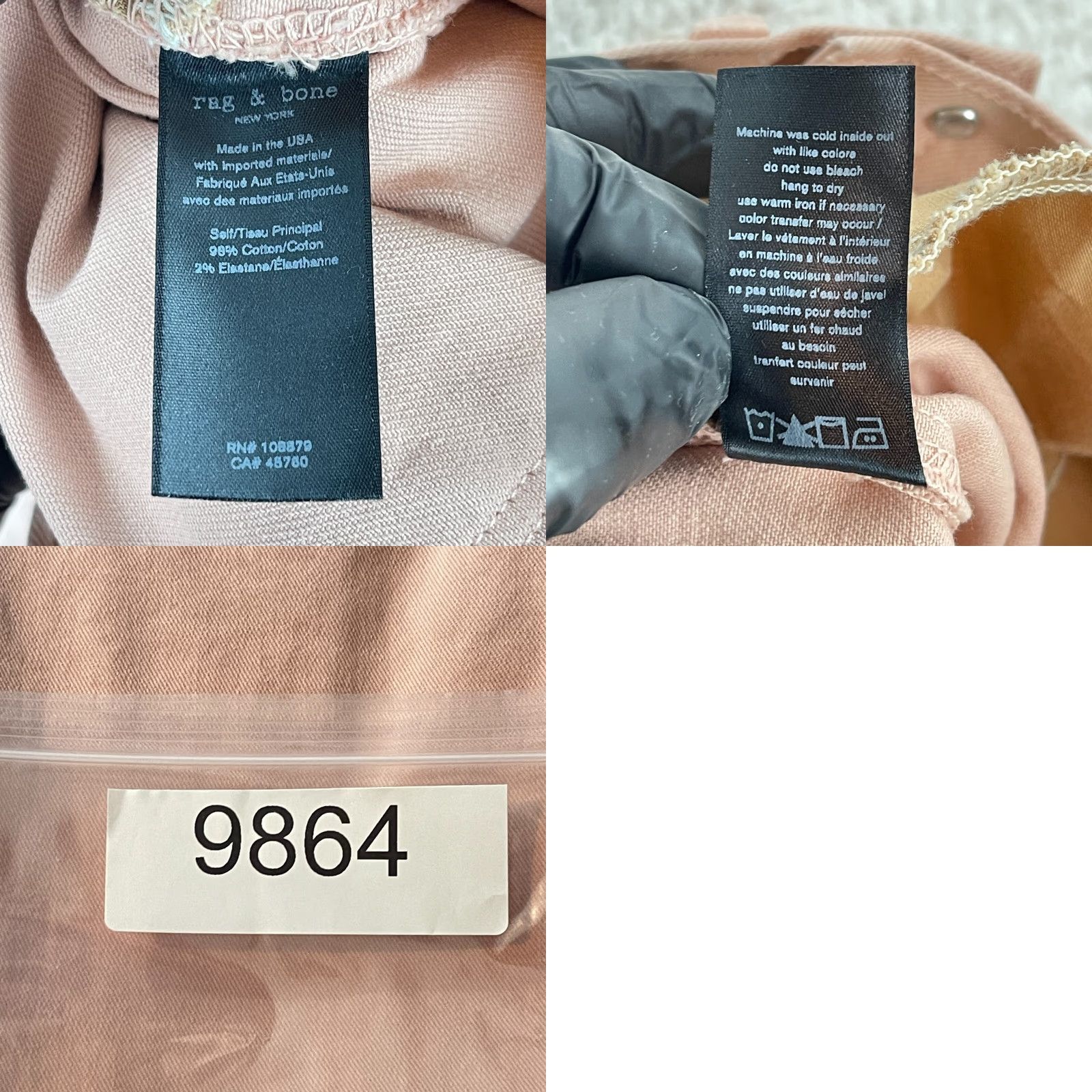 Rag & Bone rag & bone Justine Jeans Womens Pink Wide-Leg High-Rise Ankle Crop Size 25 Denim Cotton Spandex Regular 5-Pocket 26in Inseam Size 42" / US 20 - 10 Thumbnail