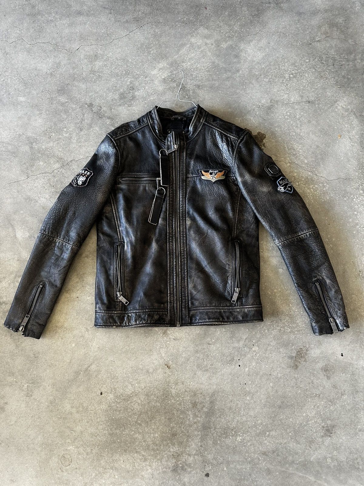 Vintage Vintage brown/black distressed leather jacket Size US M / EU 48-50 / 2 - 1 Thumbnail