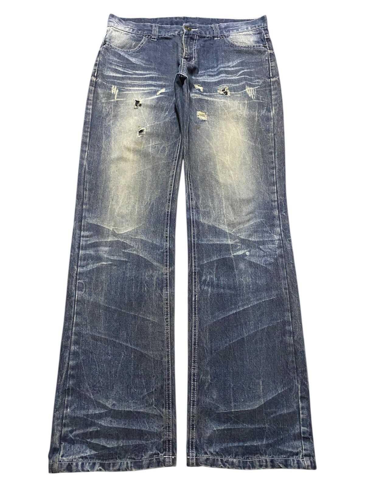 Replay Vintage Japanese Brand Mud Wash Distressed Loose Jeans Size US 33 - 1 Thumbnail