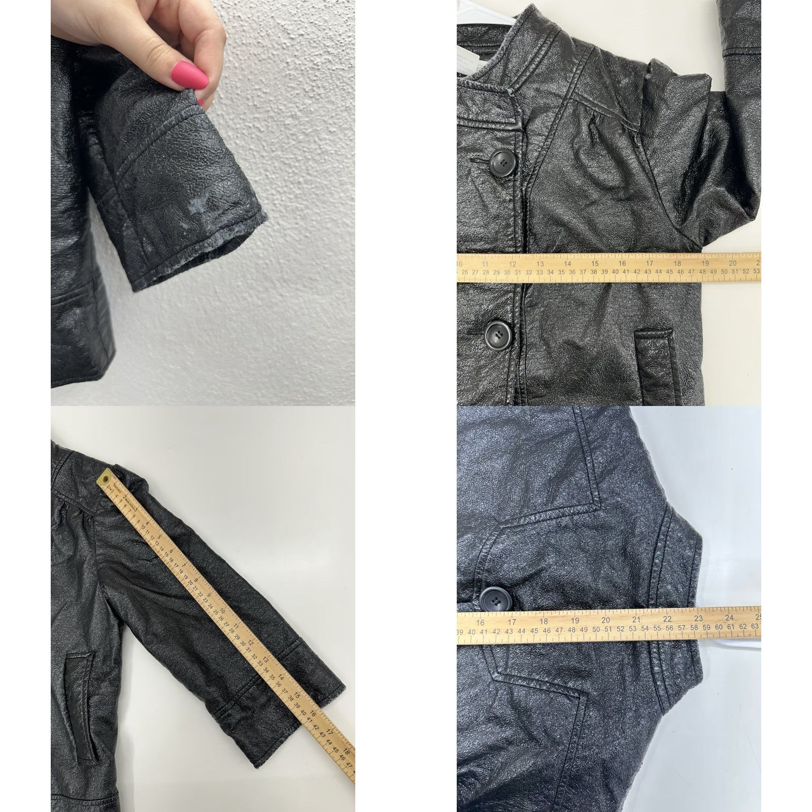 Doublet Hanna & Gracie Womens Jacket Size 6 Black Faux Leather Double Breasted Jacket Women's Black Faux Leather Size 6 90s Classic Size M / US 6-8 / IT 42-44 - 9 Thumbnail