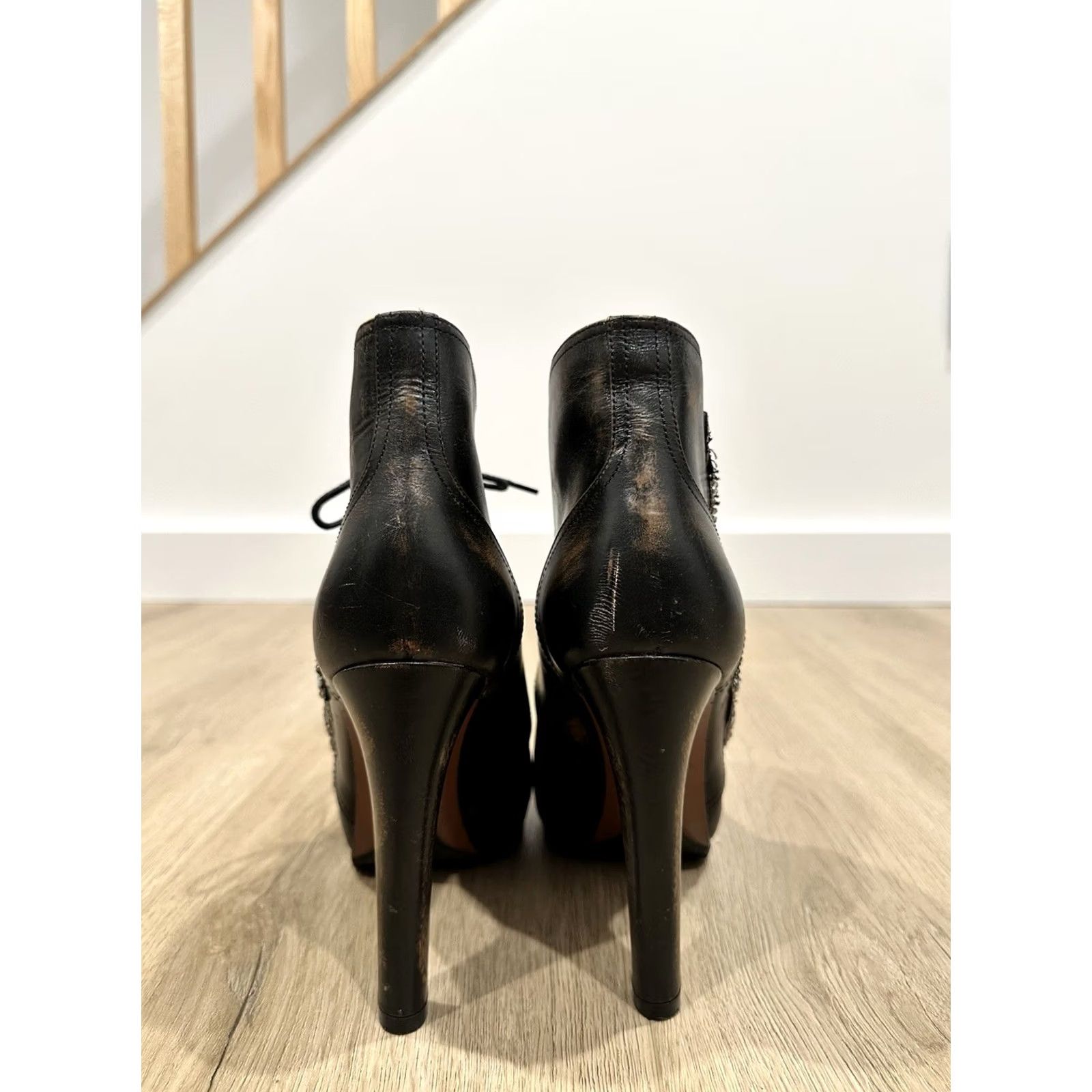 Ralph Lauren VINTAGE Ralph Lauren PURPLE LABEL Reanna Leather Bootie Heels Size 39 B Lizard Pump Size US 9 / IT 39 - 4 Thumbnail