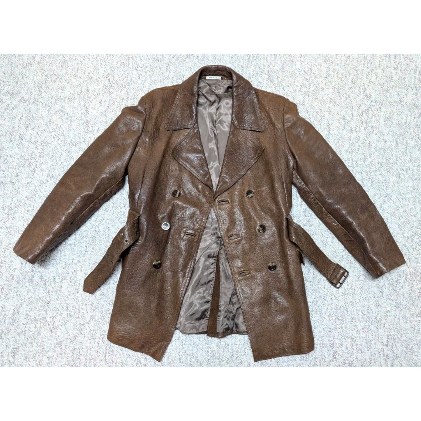 Vintage VINTAGE Ericson BELTED brown leather 38 trench coat SHERLOCK 1970s overcoat MEN Adult Small Brown Aviator Belted 3/4 Length Wool? Size US S / EU 44-46 / 1 - 5 Thumbnail
