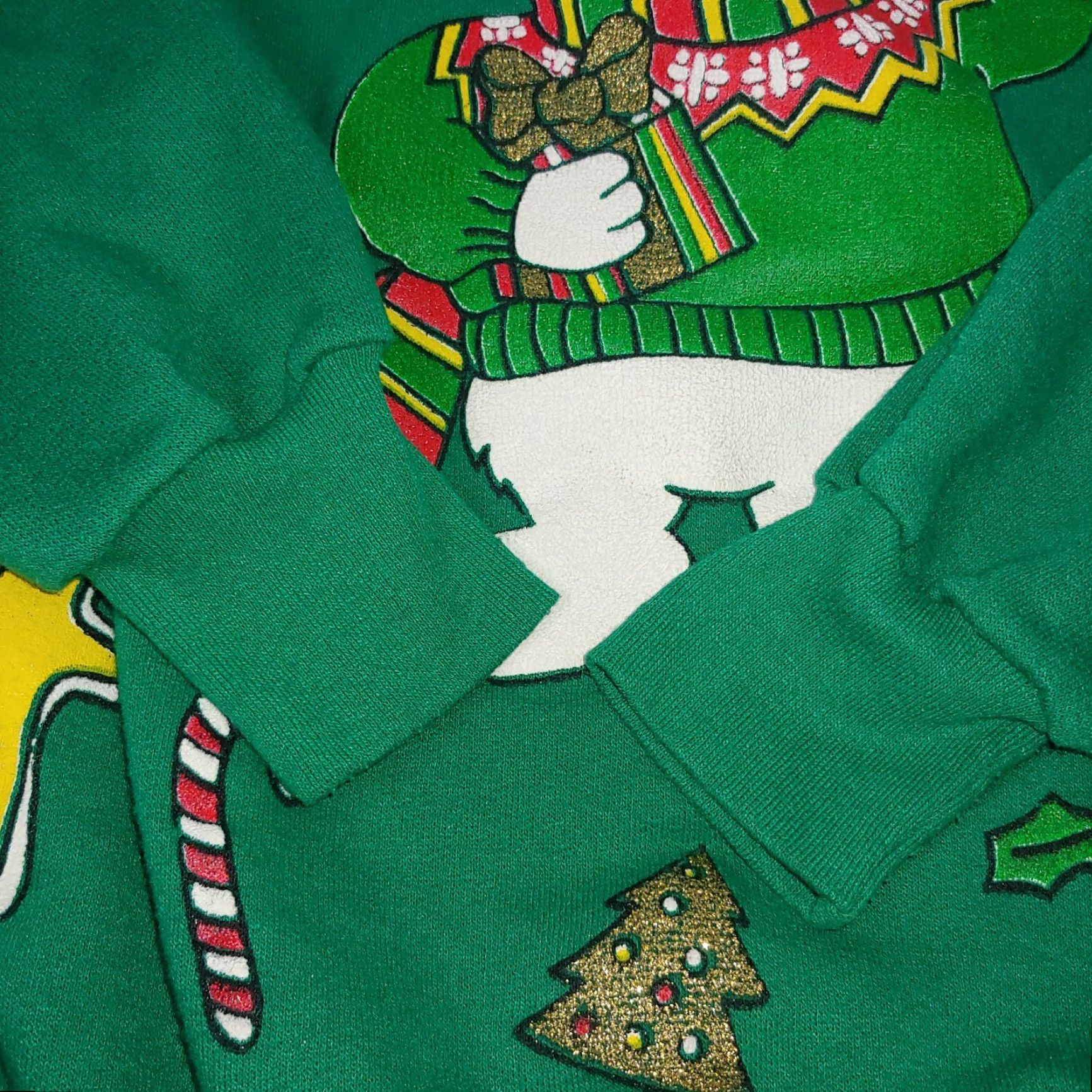 Vintage VINTAGE Jane Colby Christmas Bear Sweatshirt Green M Regular Womens Long Sleeve Glitter Knit Pullover CAD 20.5" Chest Holiday Bear Christmas (Winter) Size M / US 6-8 / IT 42-44 - 3 Thumbnail
