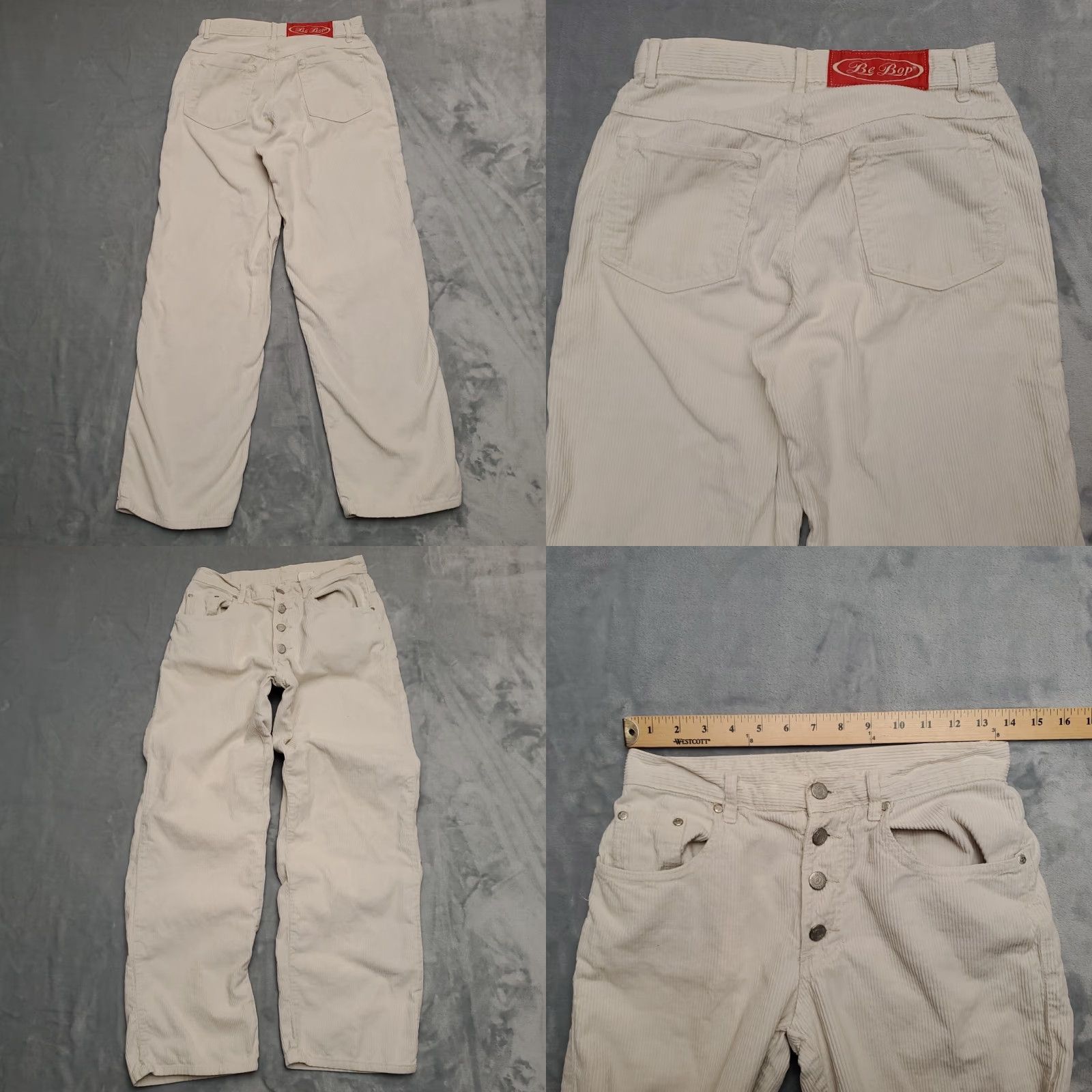 Vintage VINTAGE Be Bop Pants Juniors 7 Cream Wide Wale Corduroy Relaxed Baggy 90s Women Size 28" / US 6 / IT 42 - 8 Thumbnail
