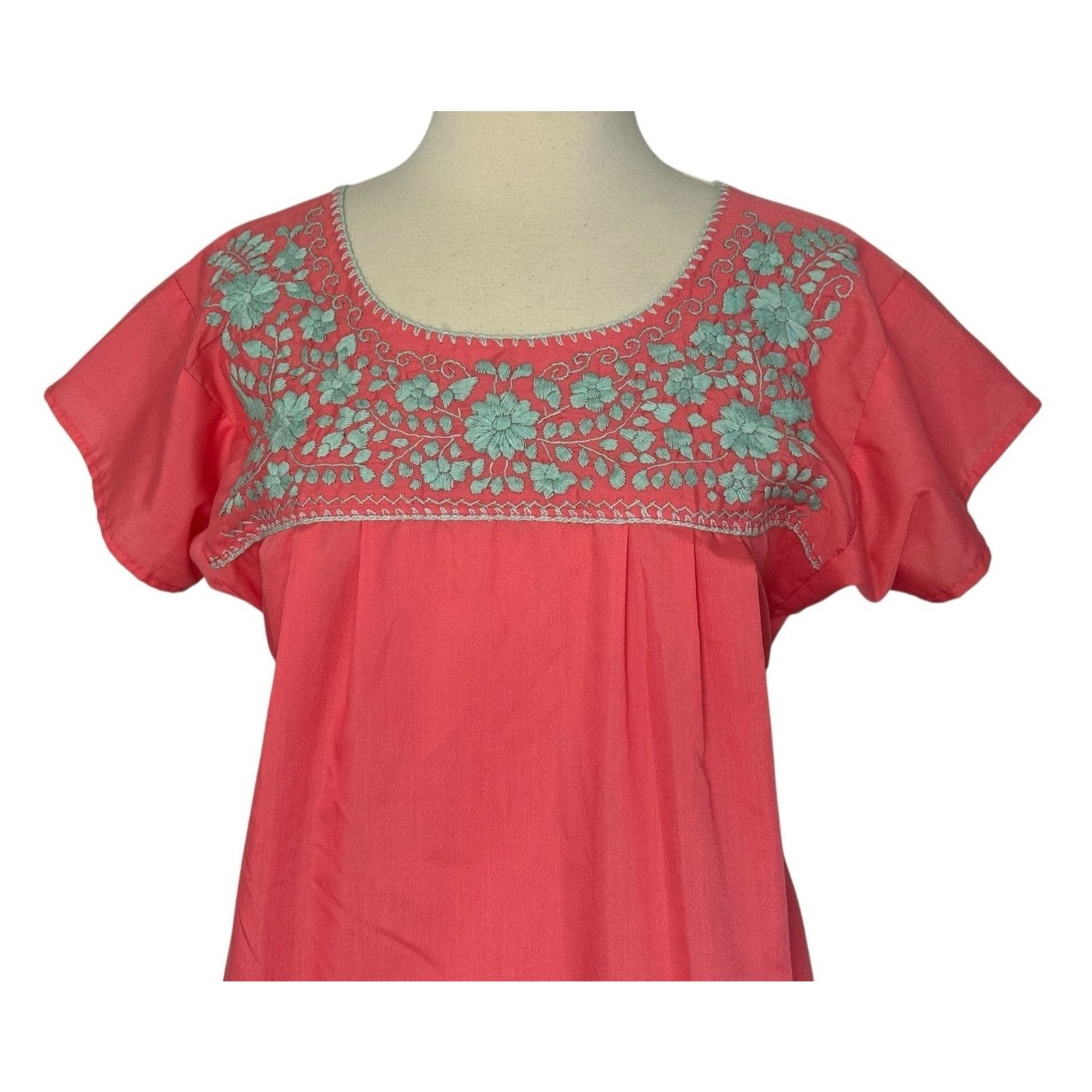 Other Mexican Floral Embroidered Pink Salmon Peasant Blouse M NEW Size M / US 6-8 / IT 42-44 - 4 Thumbnail