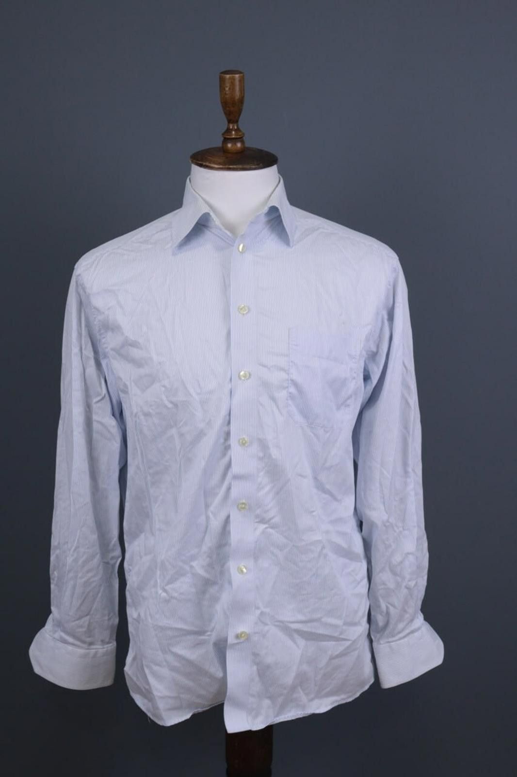 Eton ETON Classic Fit Blue Pinstripe Dress Shirt Size 41 / 16 Size US M / EU 48-50 / 2 - 1 Thumbnail