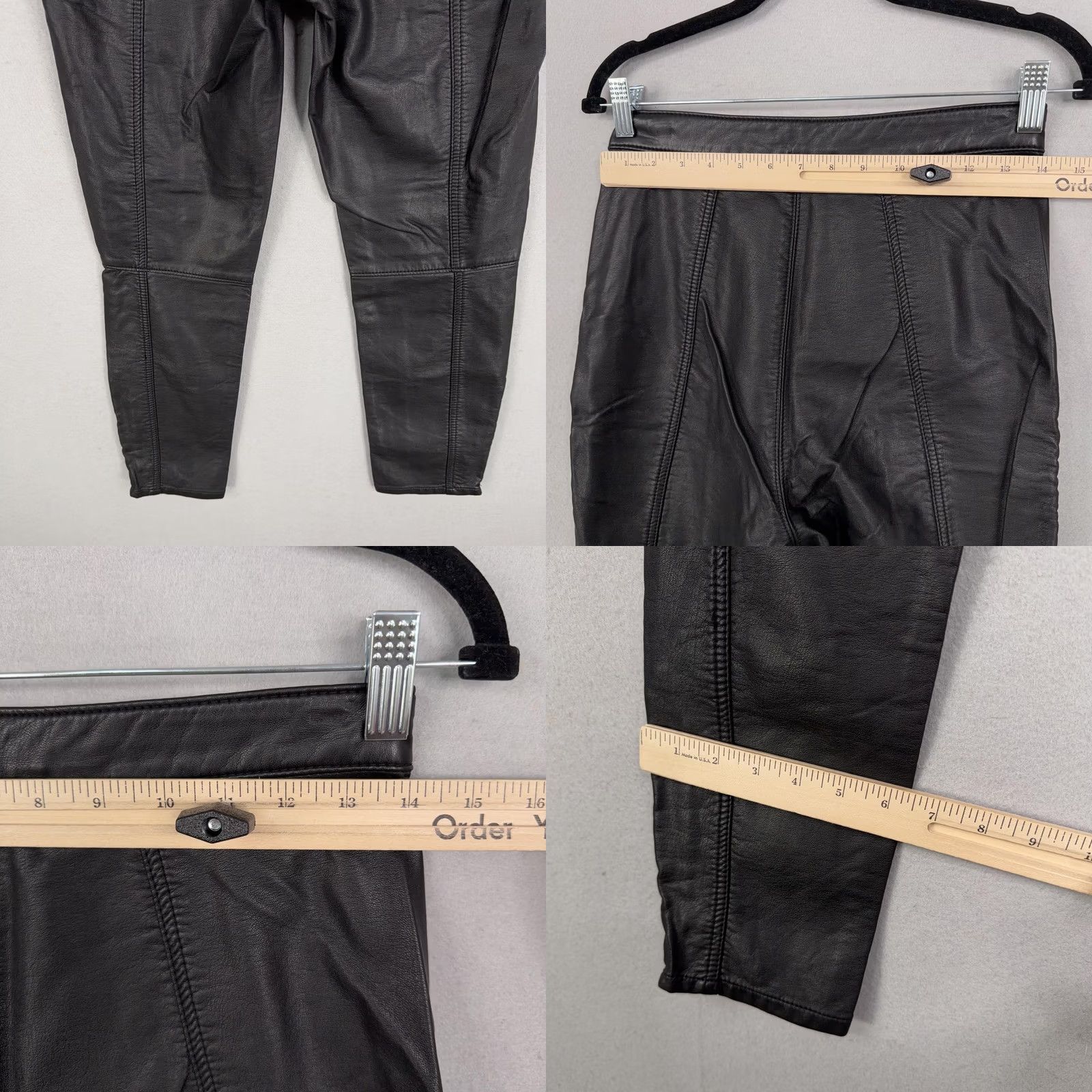 Free People Free People Pants Womens 4 Black Faux Leather Moto Biker Skinny Zip Hem Stretch Size 27" / US 4 / IT 40 - 8 Thumbnail