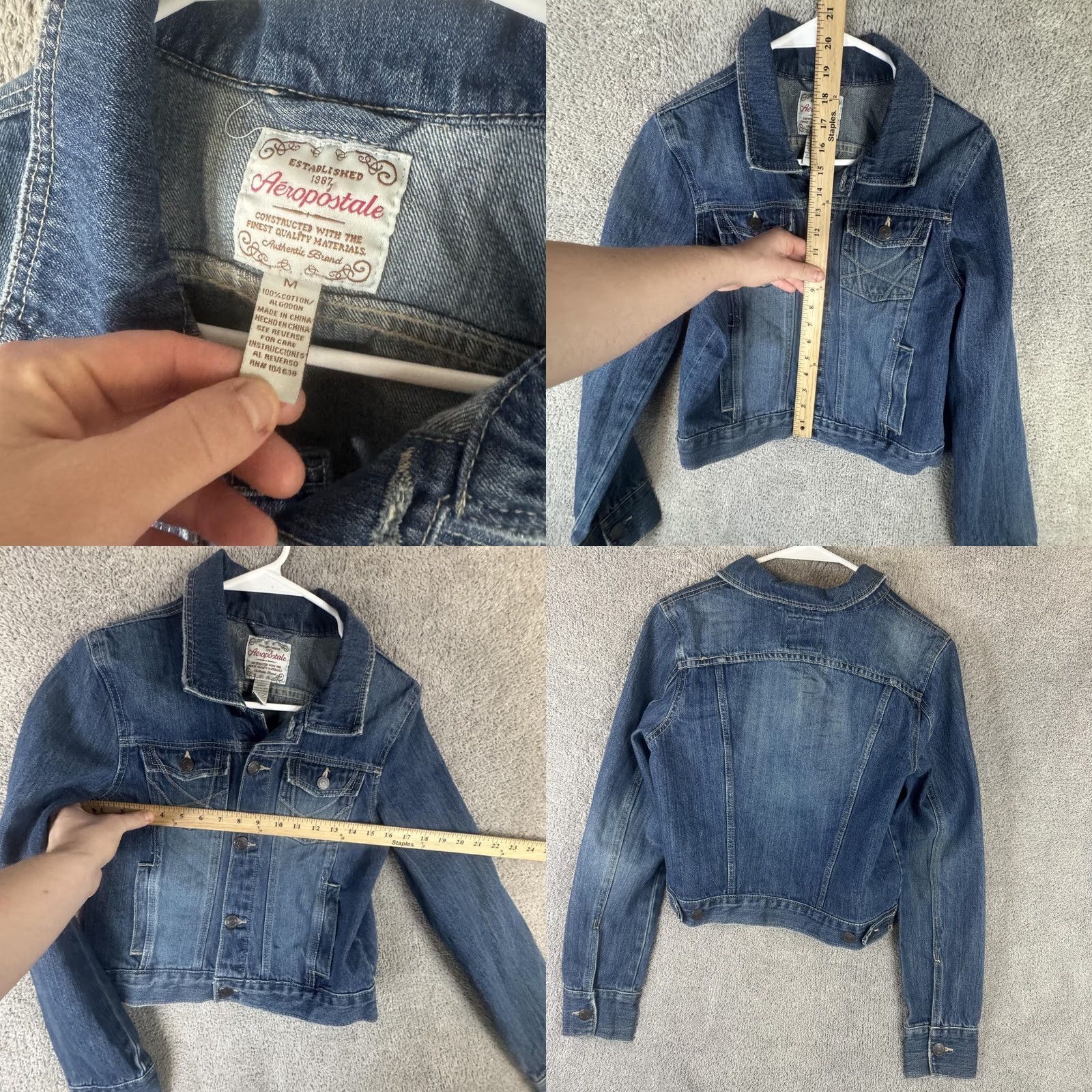 Aeropostale Aeropostale Denim Jacket Womens Medium Blue Button Front Pockets Jean Trucker Jeans Jacket Size 32" / US 10 / IT 46 - 8 Thumbnail