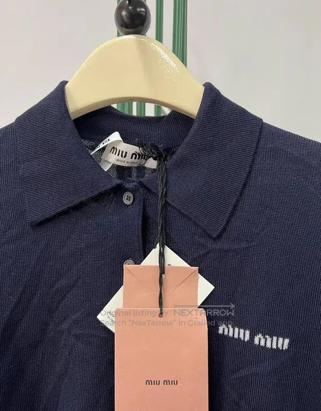 Miu Miu Miu Miu Blue Cotton Embroidered Long Sleeve Top . Size M / US 6-8 / IT 42-44 - 2 Thumbnail