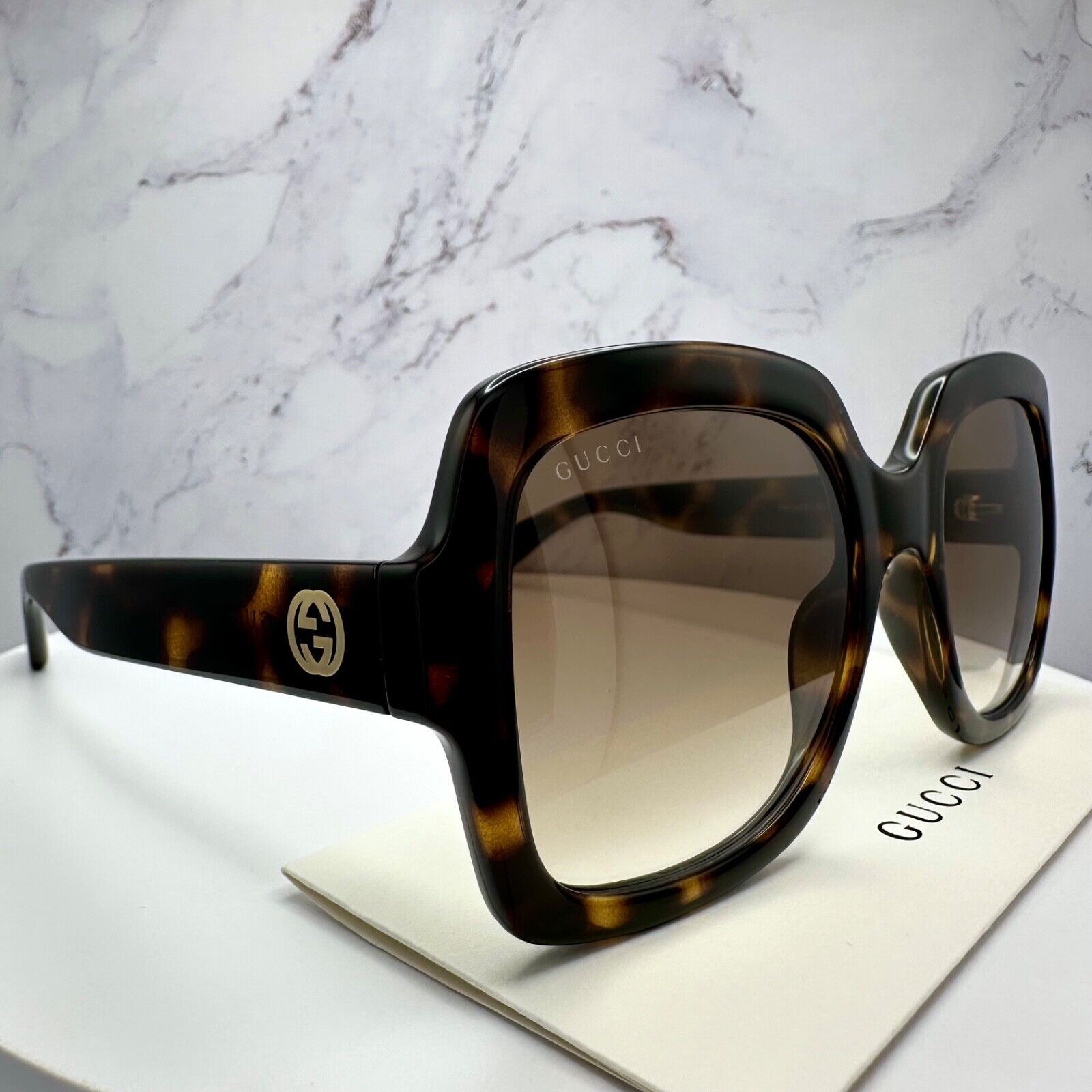 Gucci Gucci Sunglasses Brown Black Tortoise Gold GG Oversized Size ONE SIZE - 22 Thumbnail