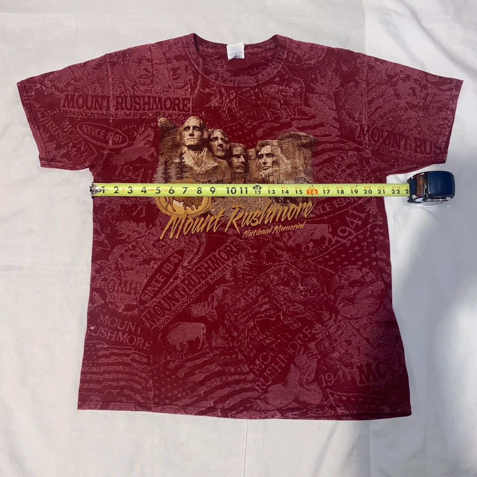 Jerzees Y2K Mount Rushmore National Memorial Maroon All Over Print T Size US L / EU 52-54 / 3 - 5 Thumbnail