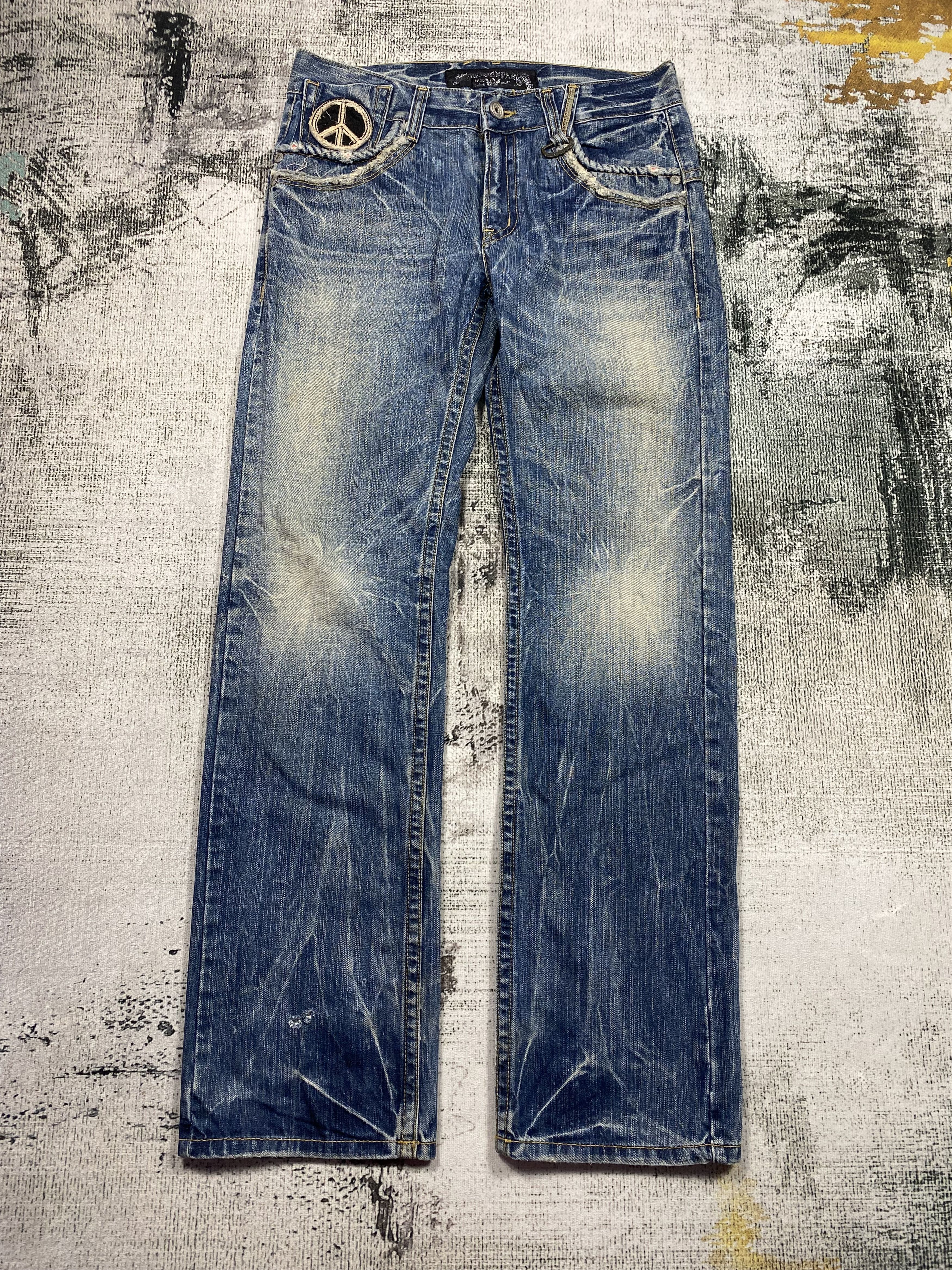 Japanese Brand SICKS💥Japanese Jeans Red Pepper & Denim Whiskers Distress Size US 32 / EU 48 - 2 Thumbnail
