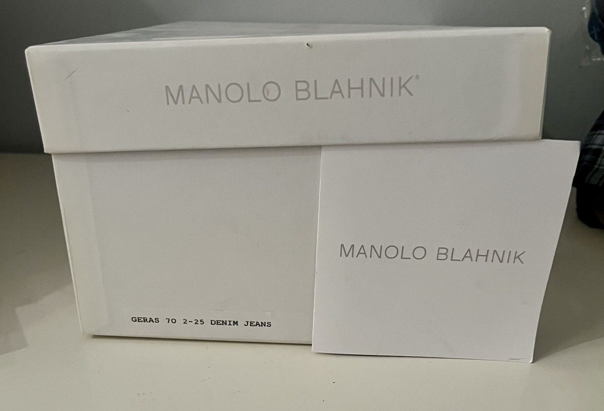 Manolo Blahnik Authentic Manolo Blahnik Geras denim jeans sandals Italy Size US 7.5 / IT 37.5 - 7 Thumbnail