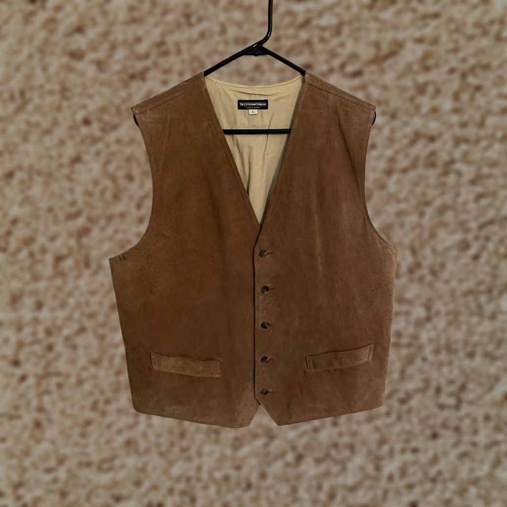 Vintage VINTAGE J. Peterman Pig Suede Genuine Leather Riding Vest Waistcoat Men Large Vest Brown Leather" Size US L / EU 52-54 / 3 - 1 Thumbnail